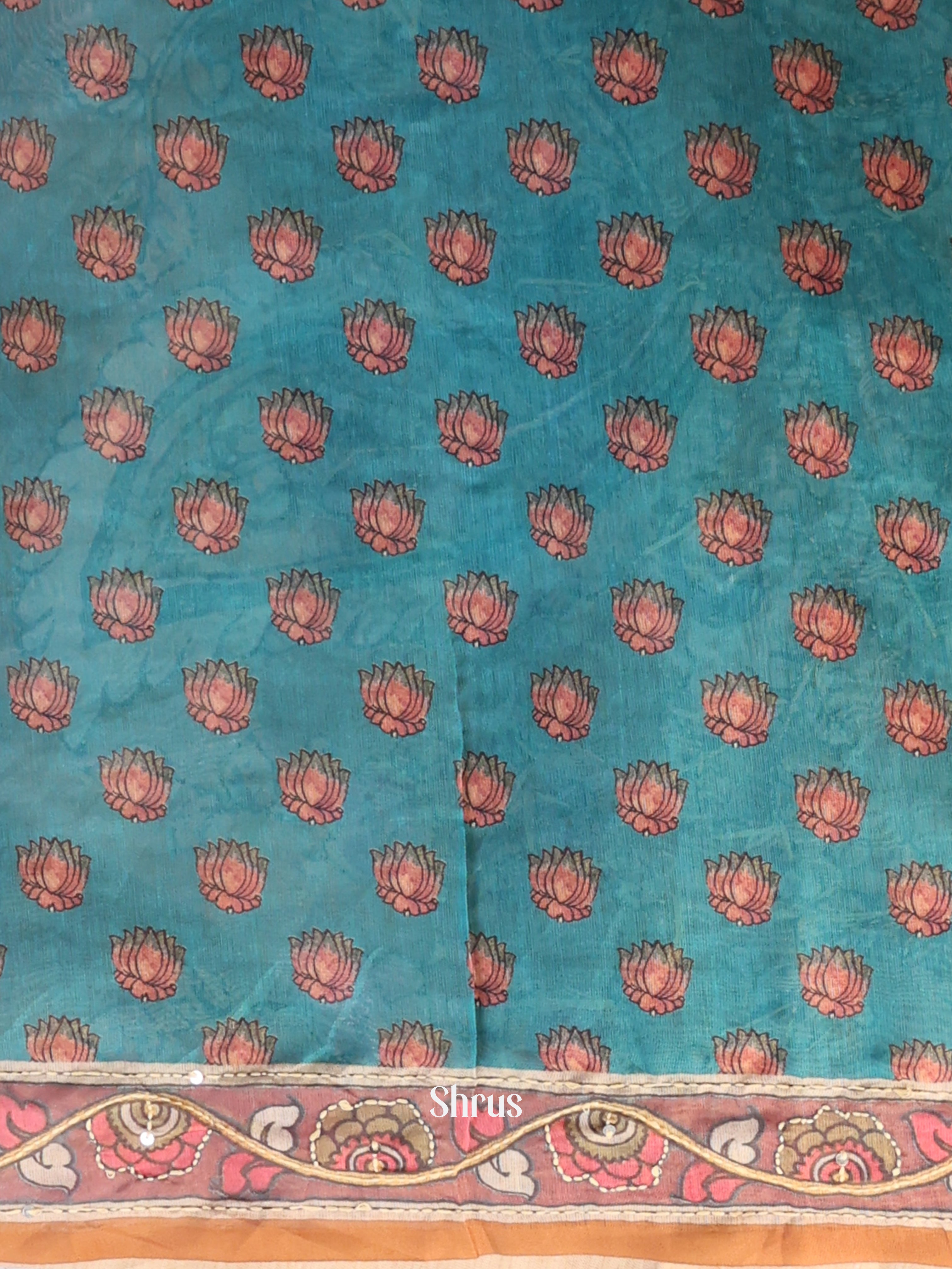 Blue & Brown - Semi Kantha Saree - Shop on Shrus.com