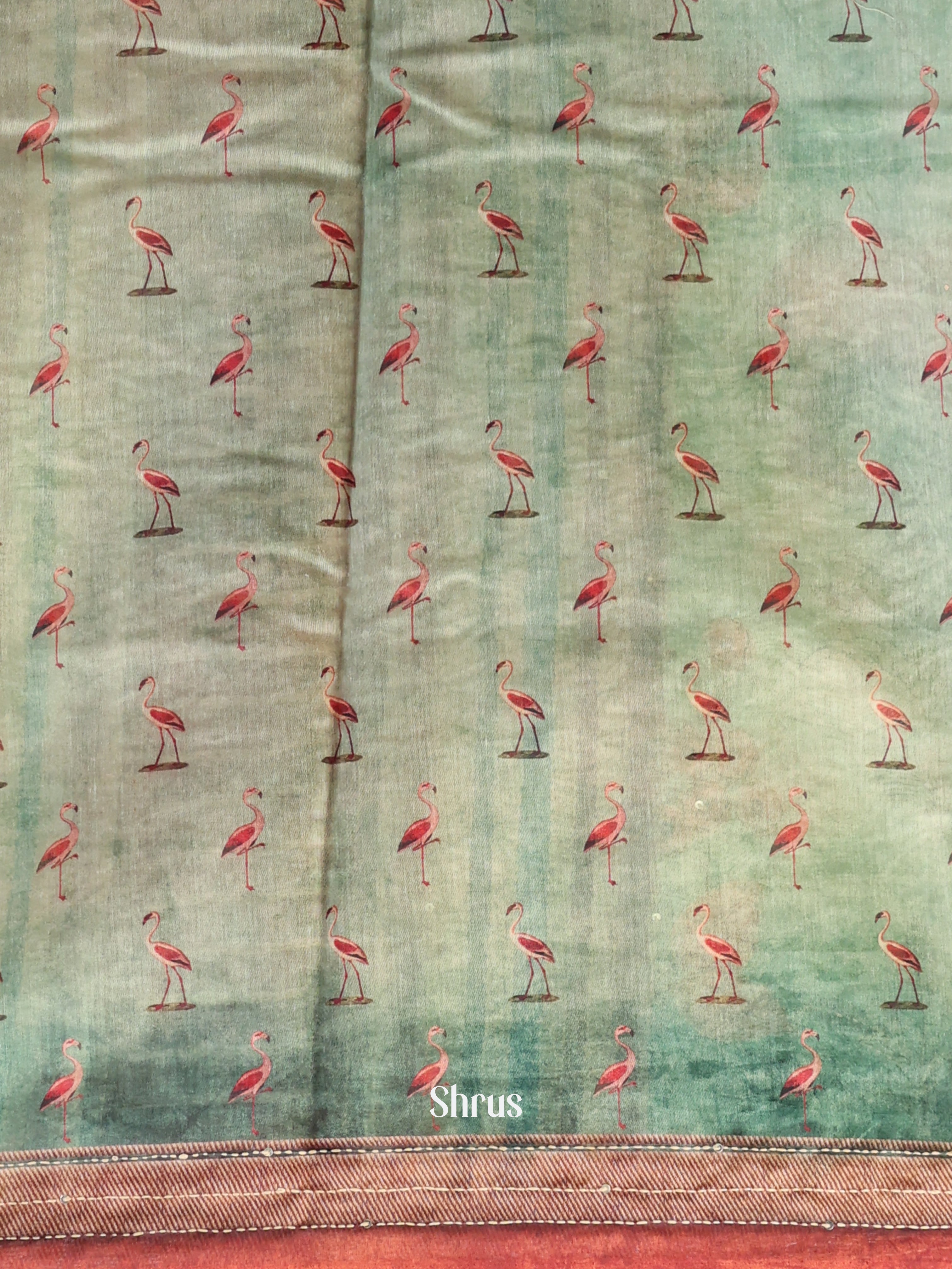Green & Brown - Semi Kantha Saree - Shop on Shrus.com