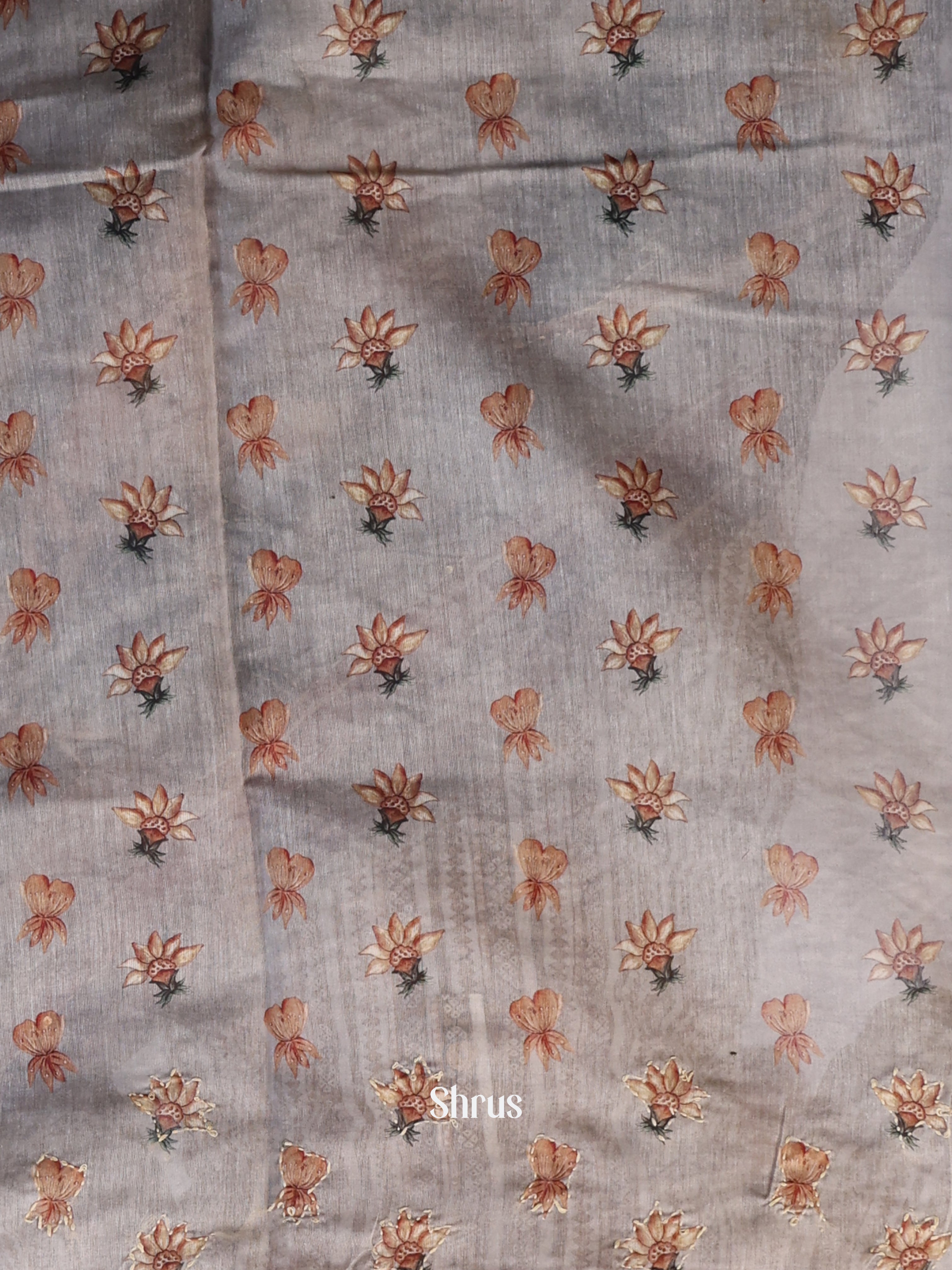 Grey & Black - Semi Kantha Saree - Shop on Shrus.com