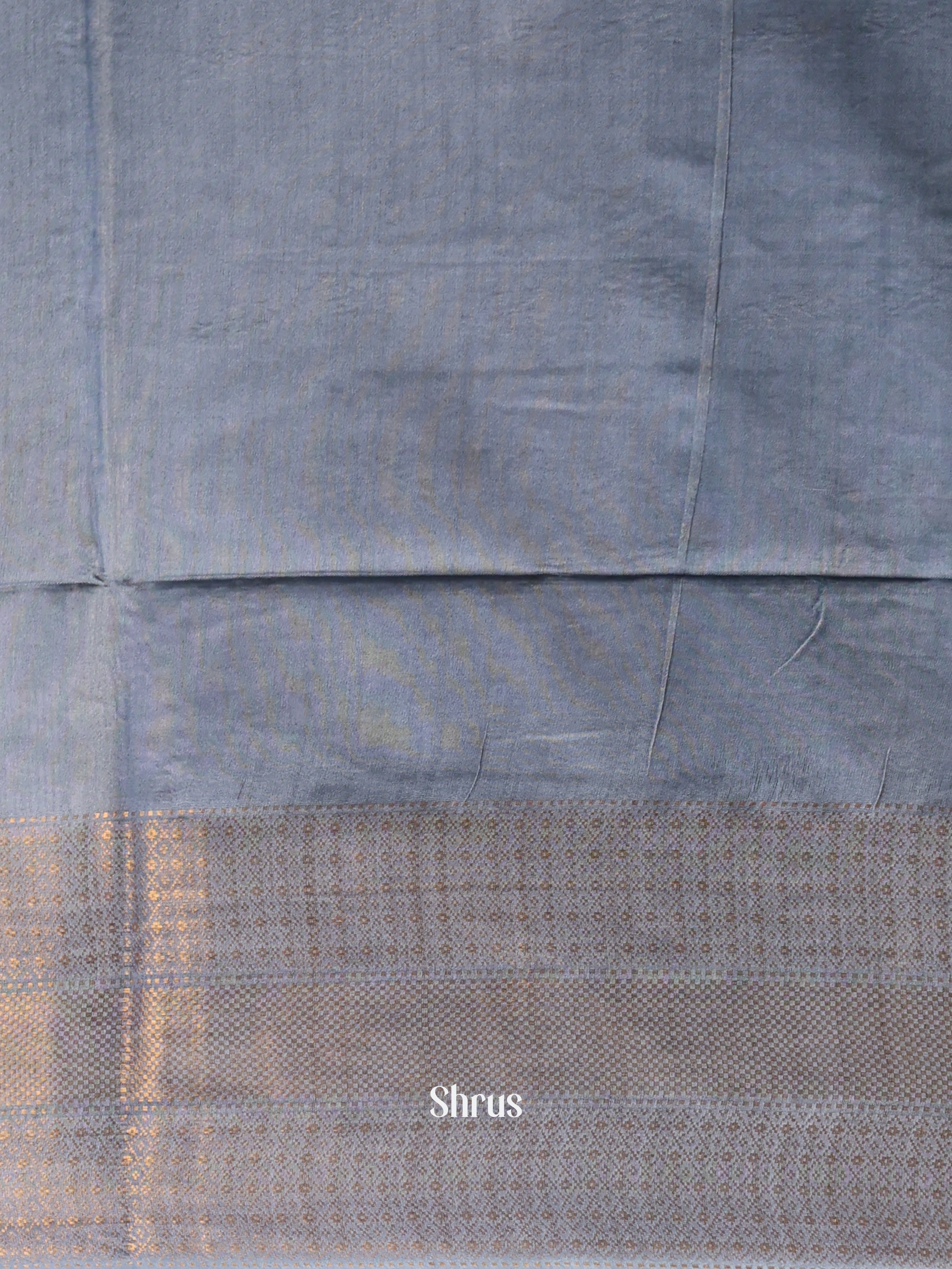 Blue & Grey- Semi Tussar Saree - Shop on Shrus.com