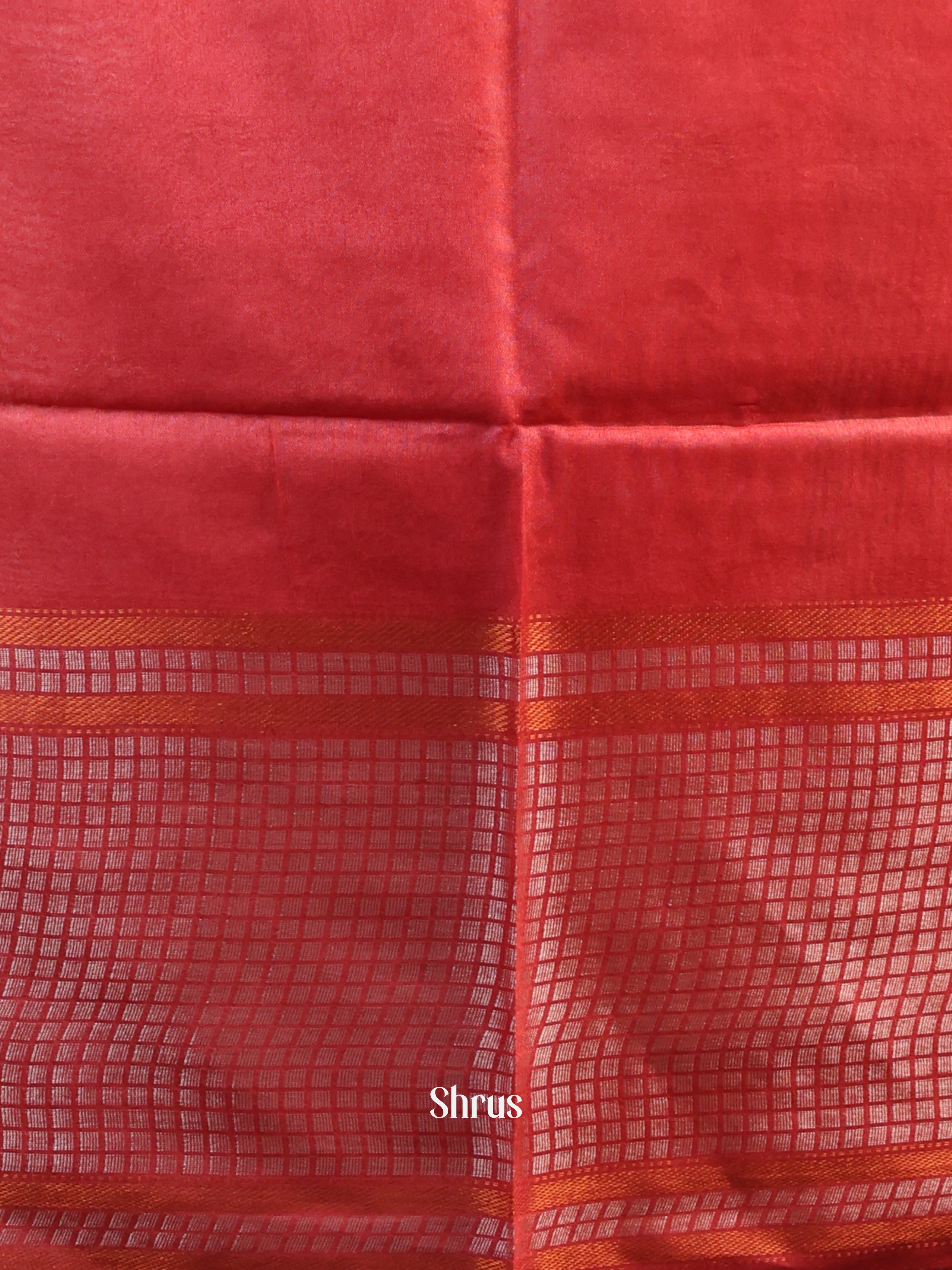 Blue & Red -Semi Tussar Saree - Shop on Shrus.com