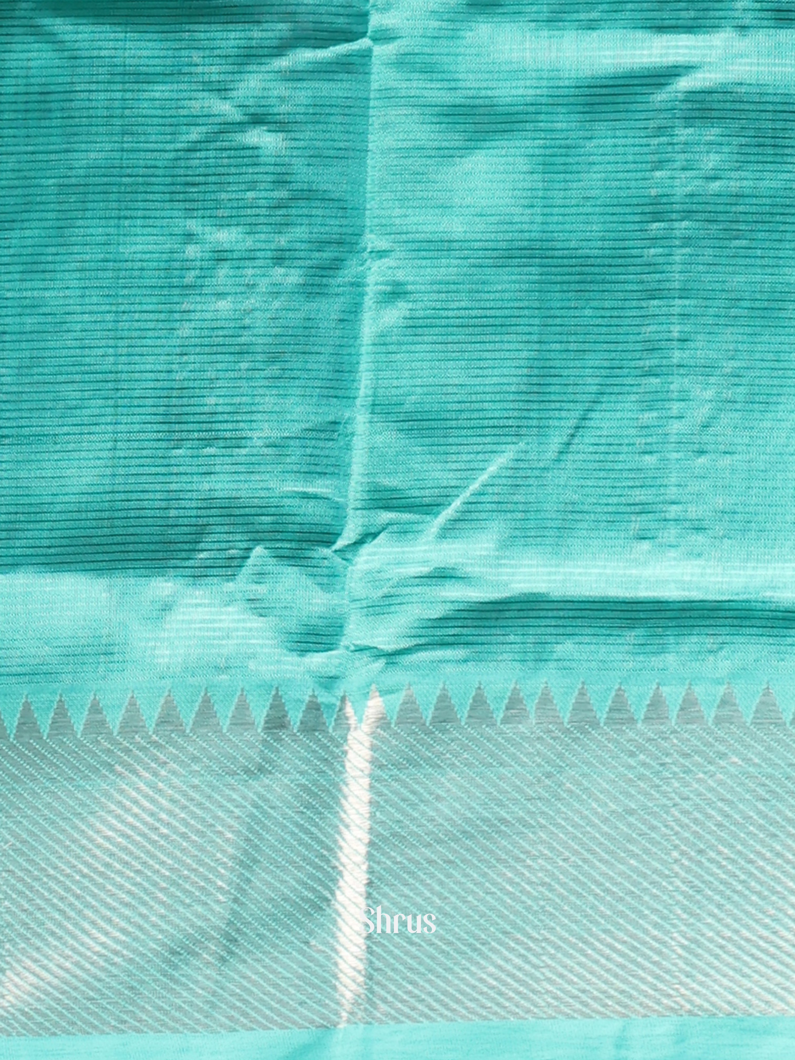 Teal(Single Tone) - Mangalagiri silkcotton Saree - Shop on Shrus.com