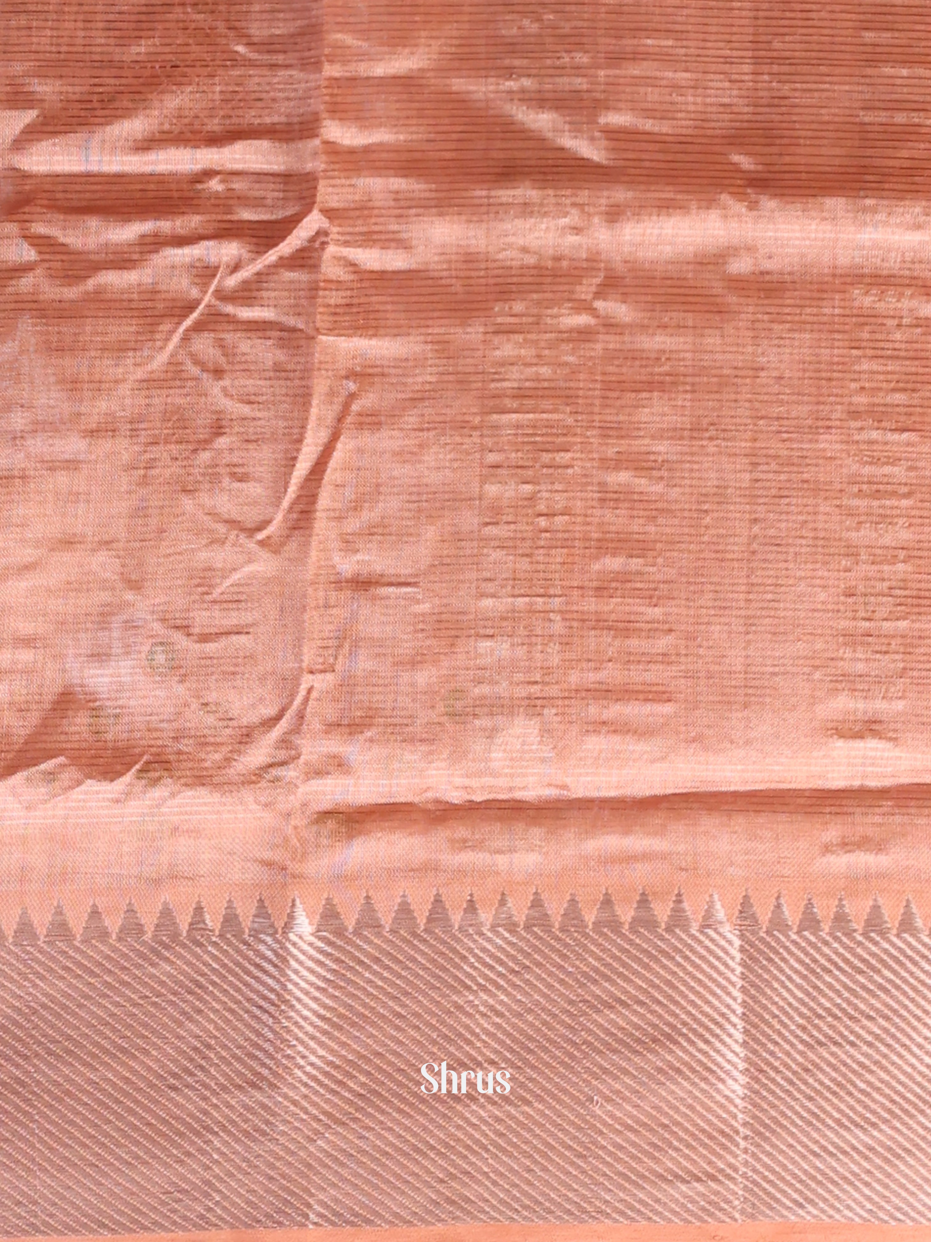Peach(Single Tone) - Mangalagiri silkcotton Saree - Shop on Shrus.com