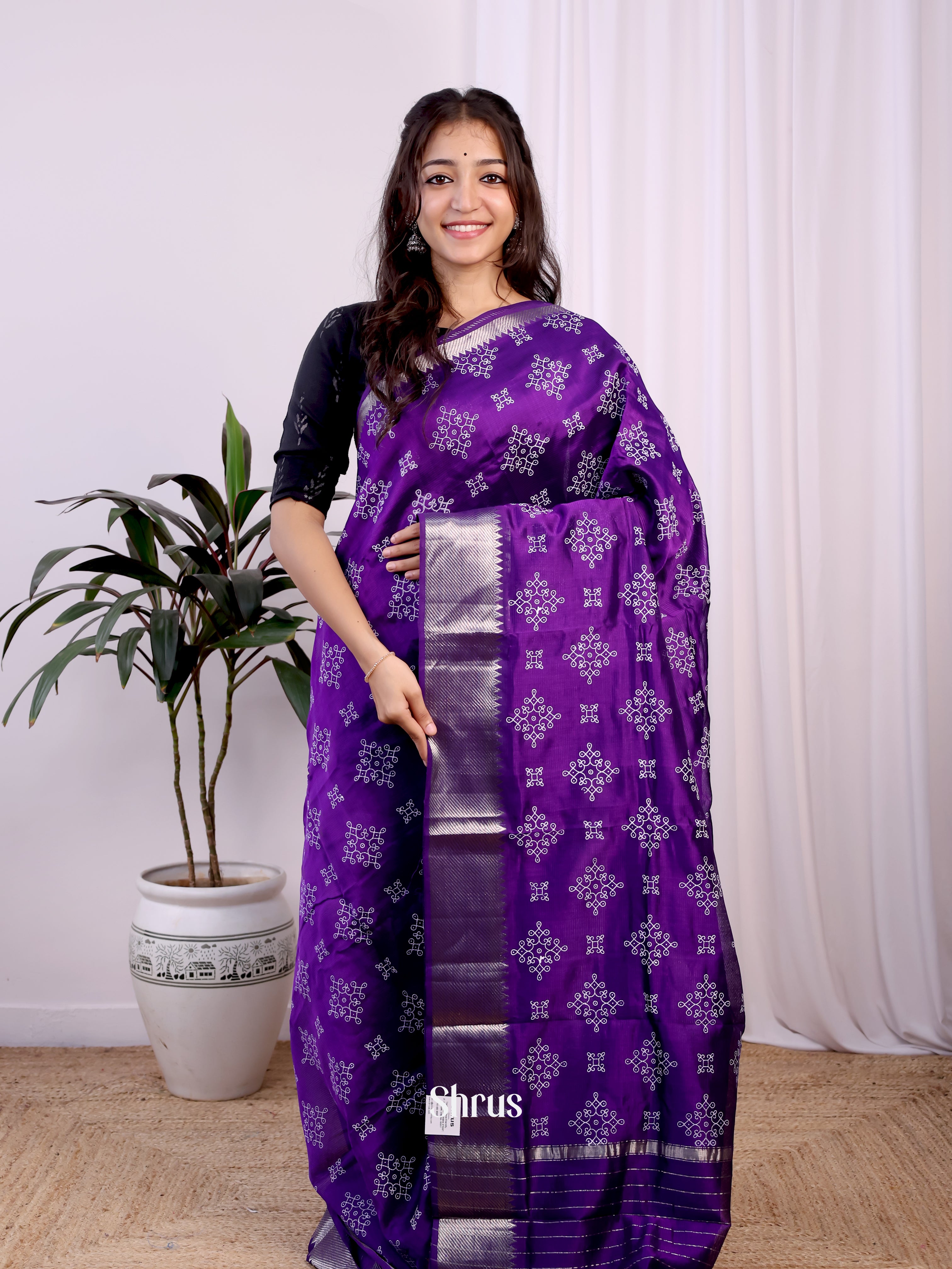 CJS24128 - Mangalagiri silkcotton Saree - Shop on Shrus.com