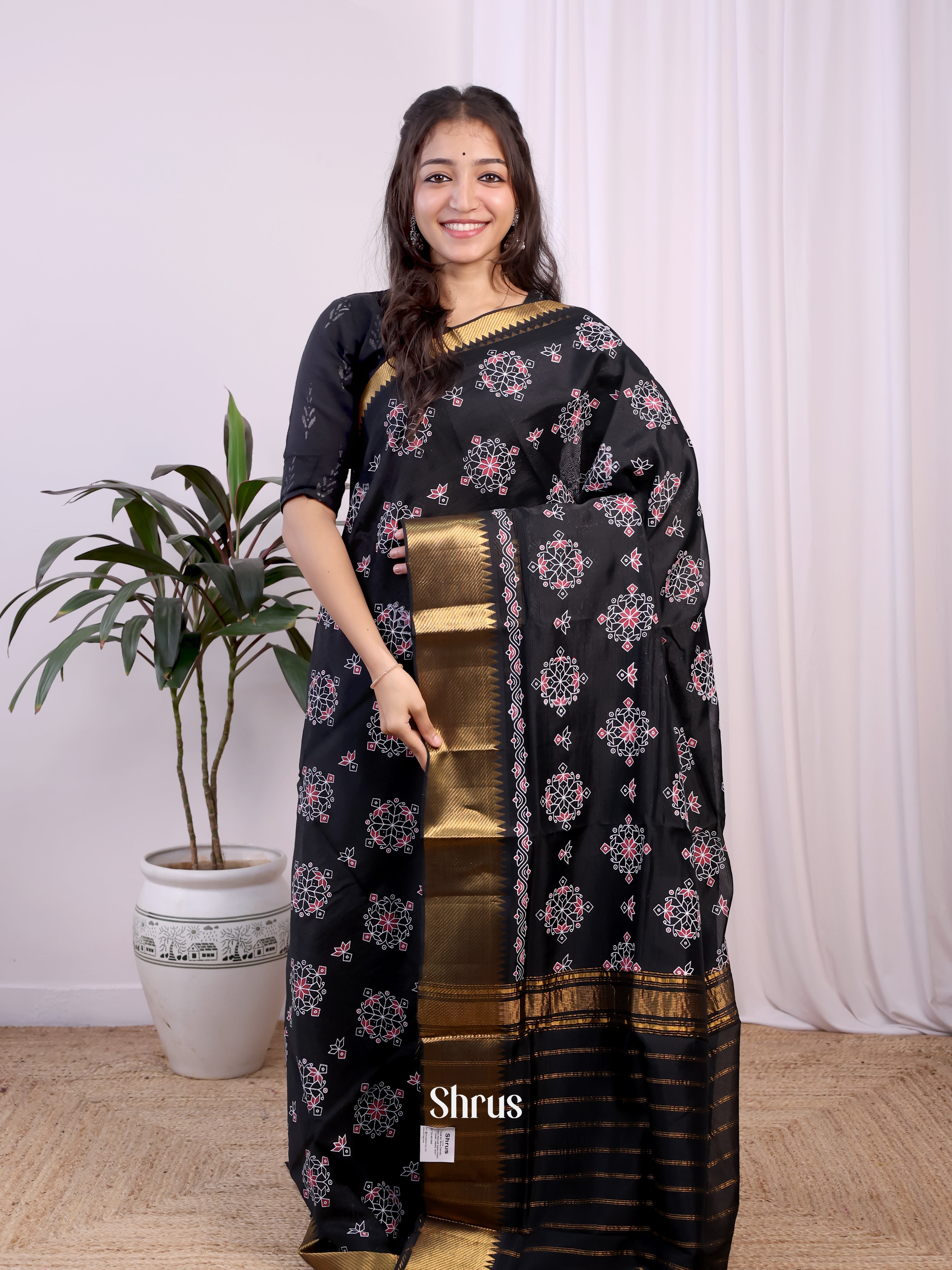CJS24130 - Mangalagiri silkcotton Saree - Shop on Shrus.com