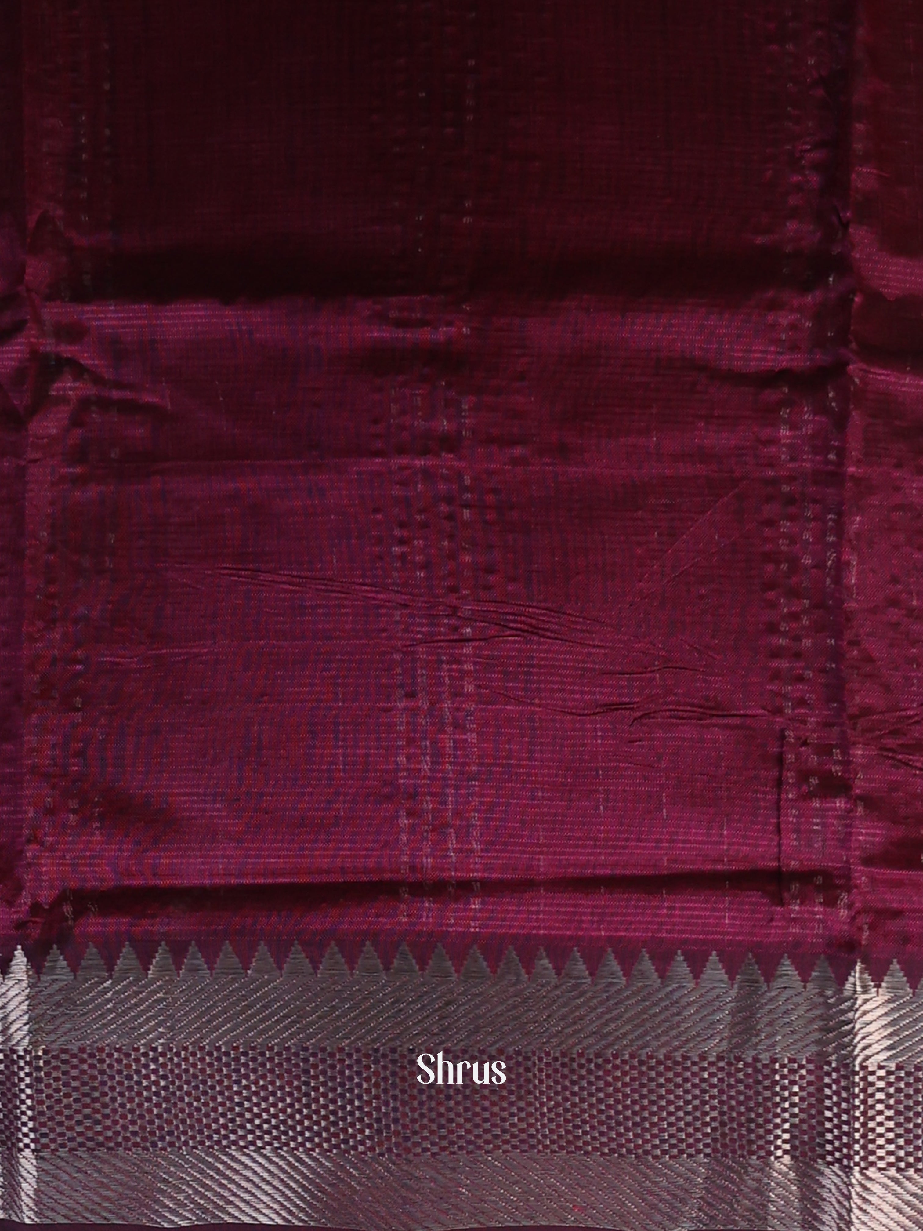 Wine(Single Tone) - Mangalagiri silkcotton Saree - Shop on Shrus.com