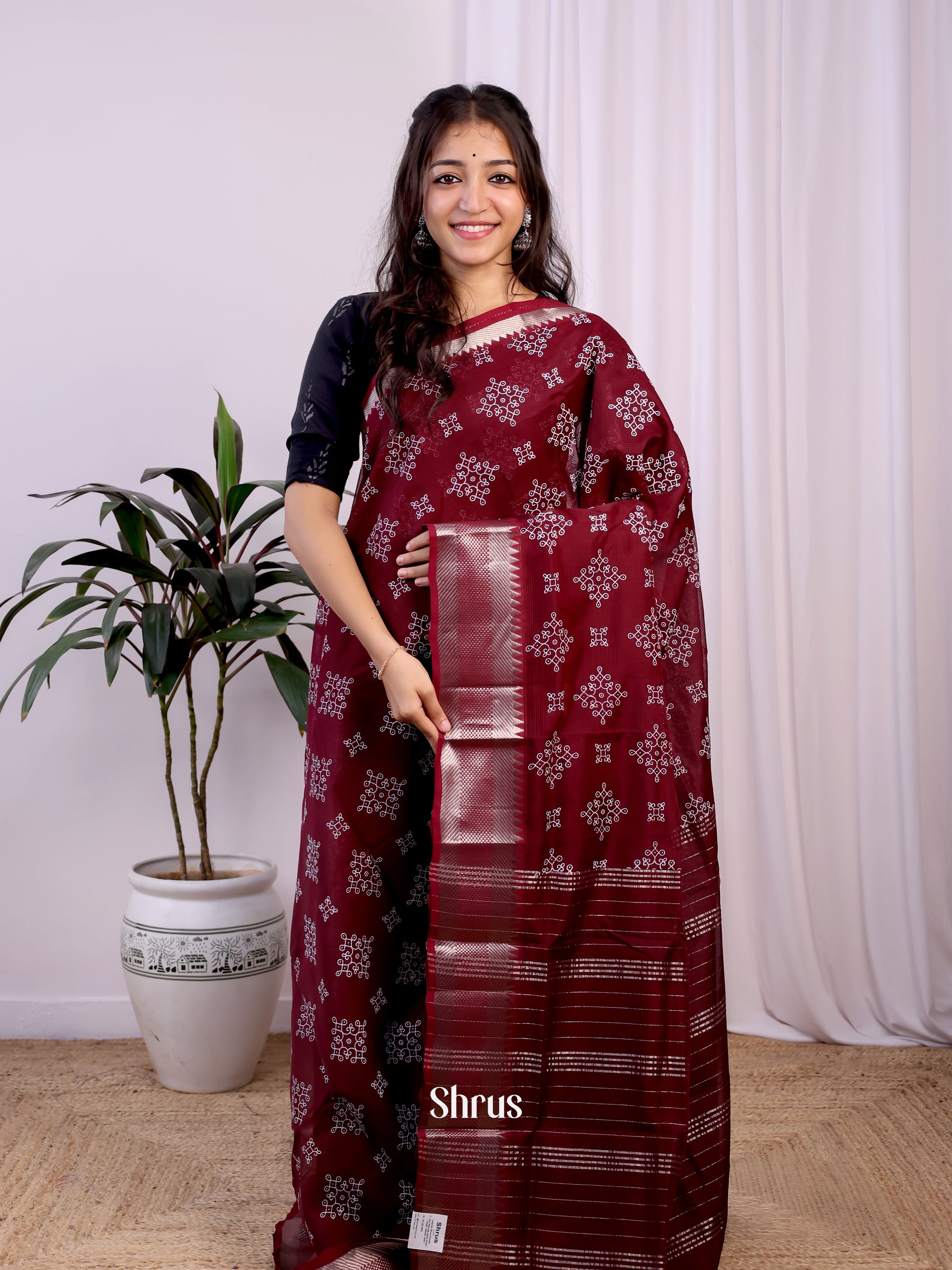 LEELA-Mangalgiri cotton-Maroon