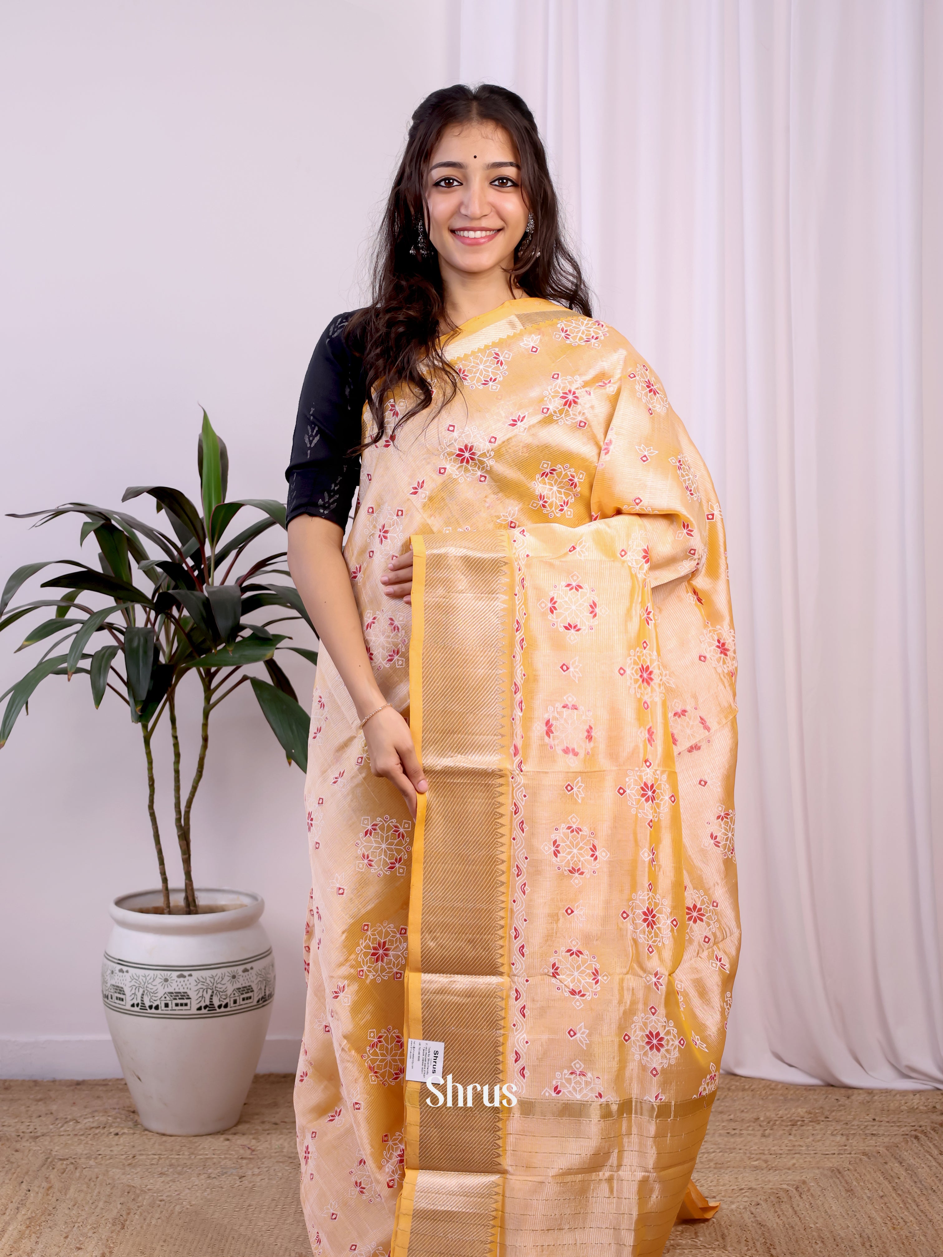 Mustard(Single Tone) - Mangalagiri silkcotton Saree