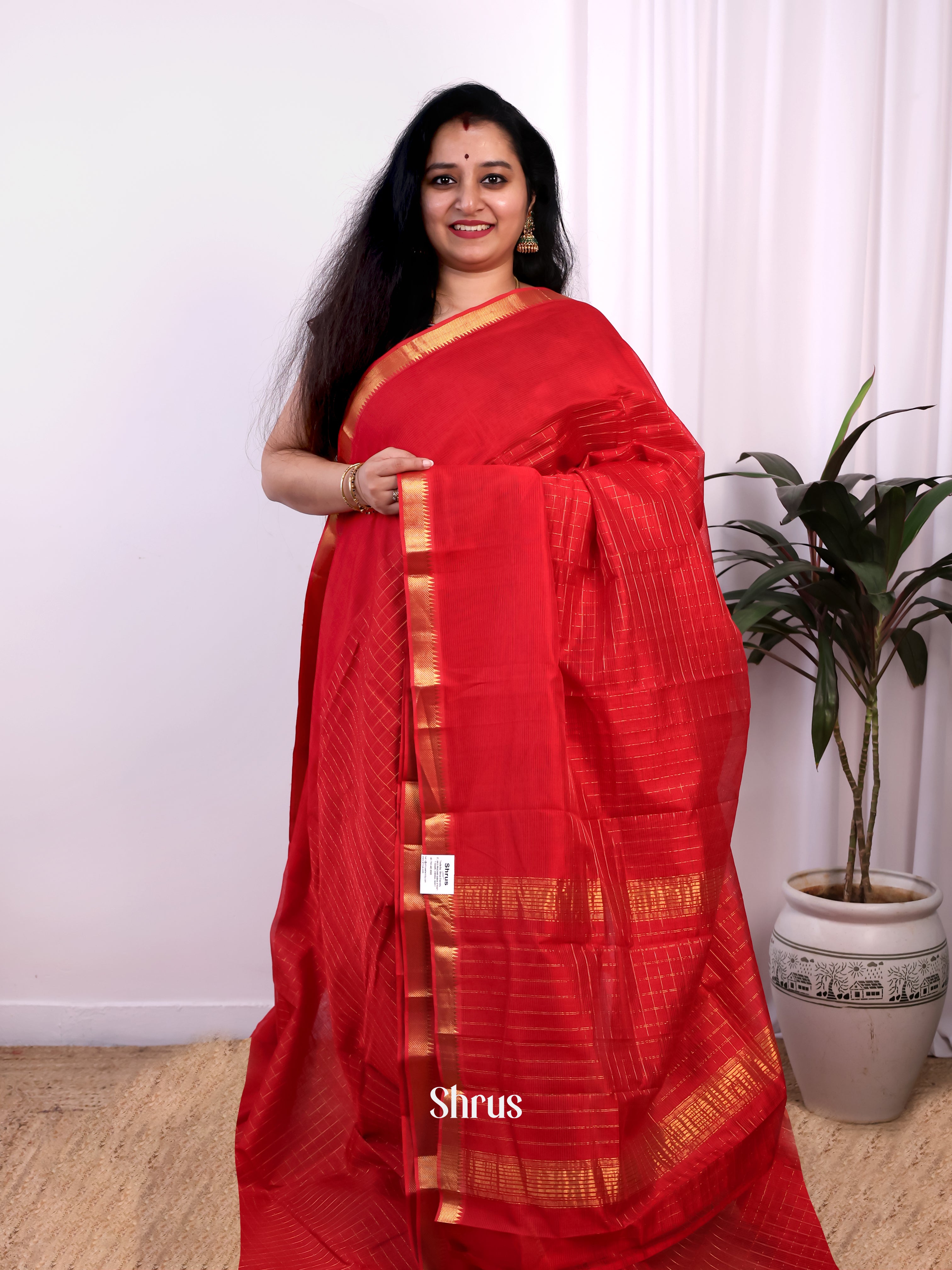 CJS24151 - Mangalagiri silkcotton Saree - Shop on Shrus.com