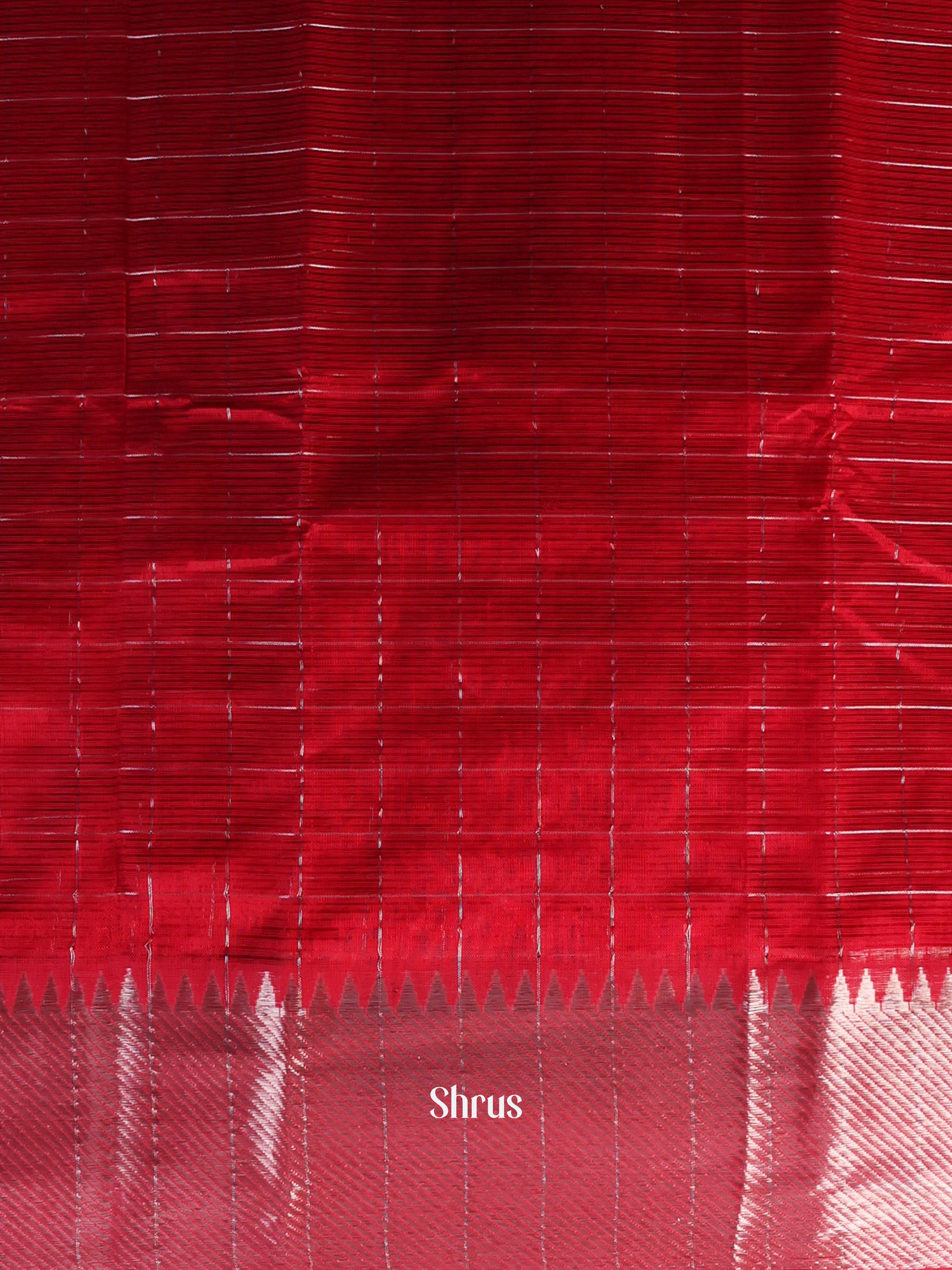 Checked Deep Red(Single Tone) - Mangalagiri silkcotton Saree - Shop on Shrus.com