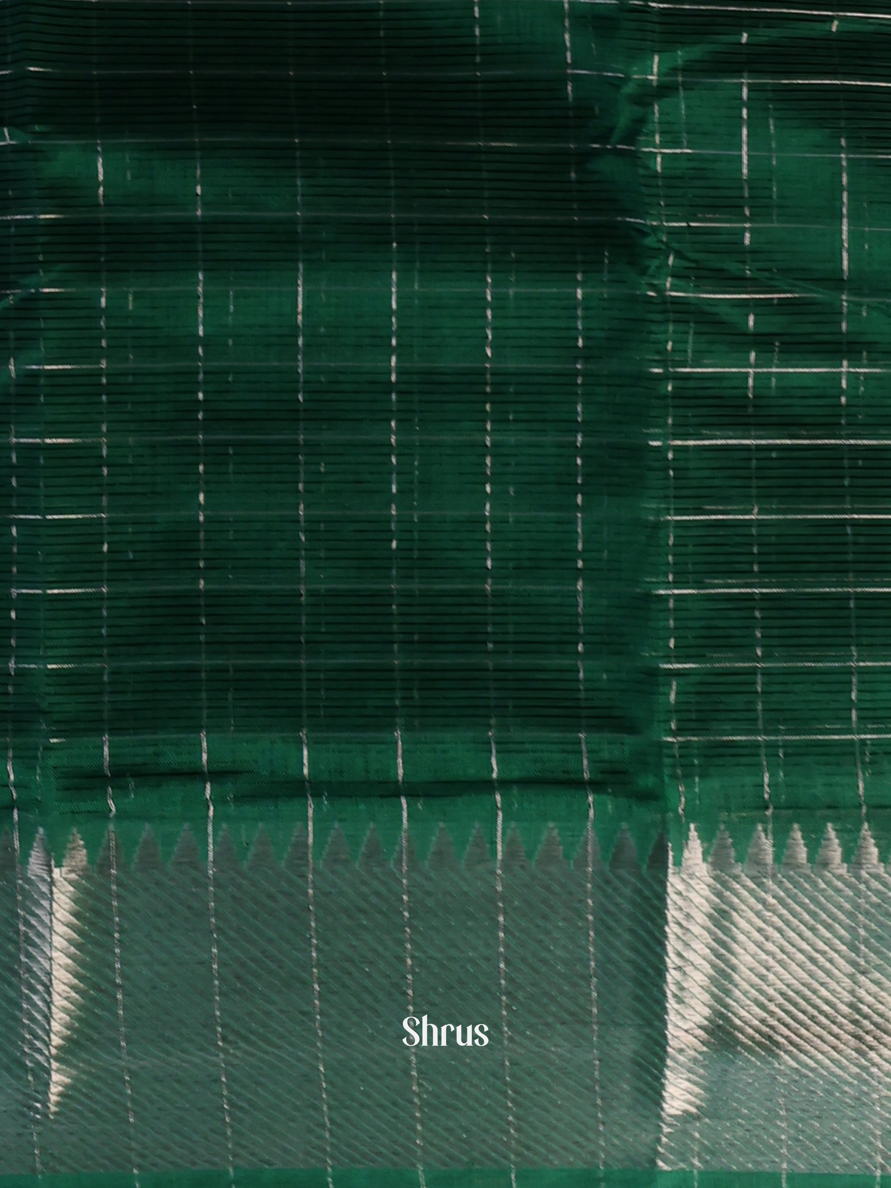 Checked Dark Green (Single Tone) - Mangalagiri silkcotton Saree - Shop on Shrus.com