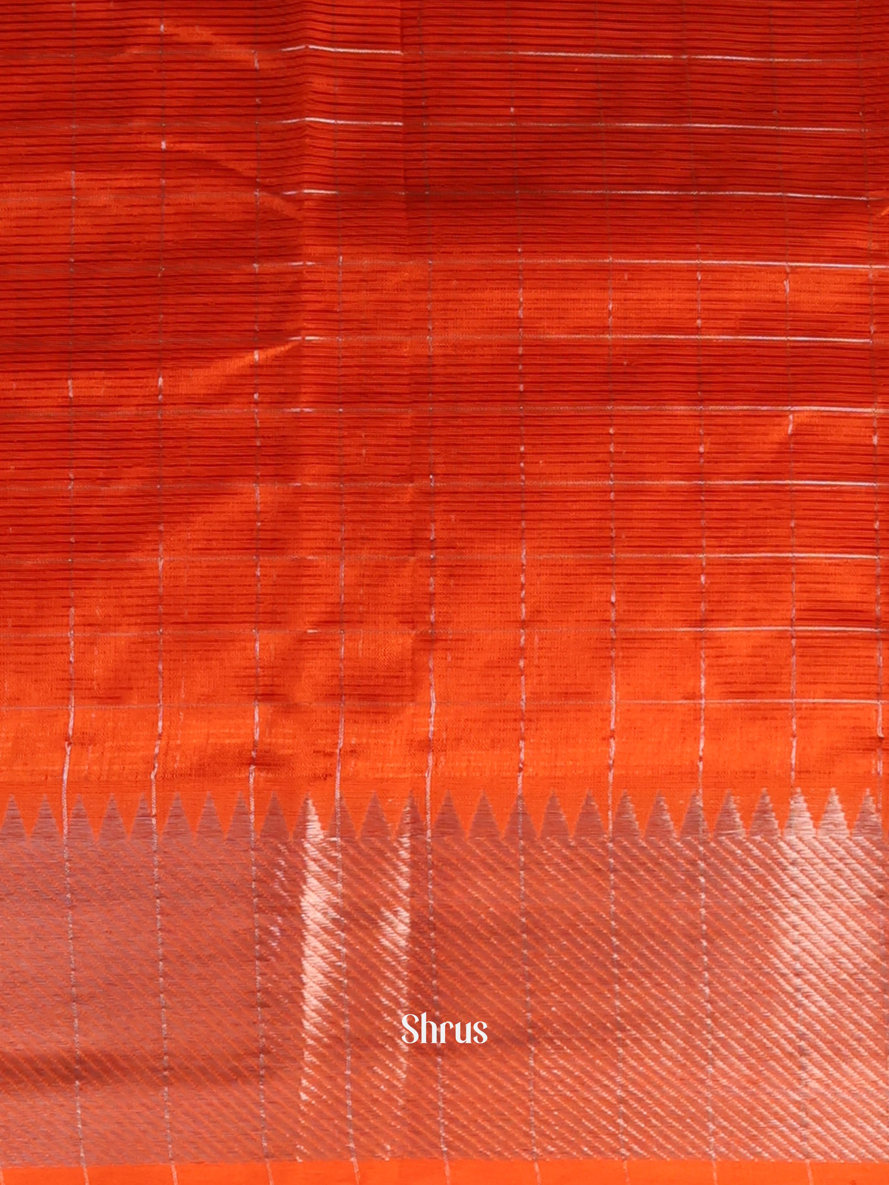 Checked Orange(Single Tone) – Mangalagiri silkcotton Saree - Shop on Shrus.com