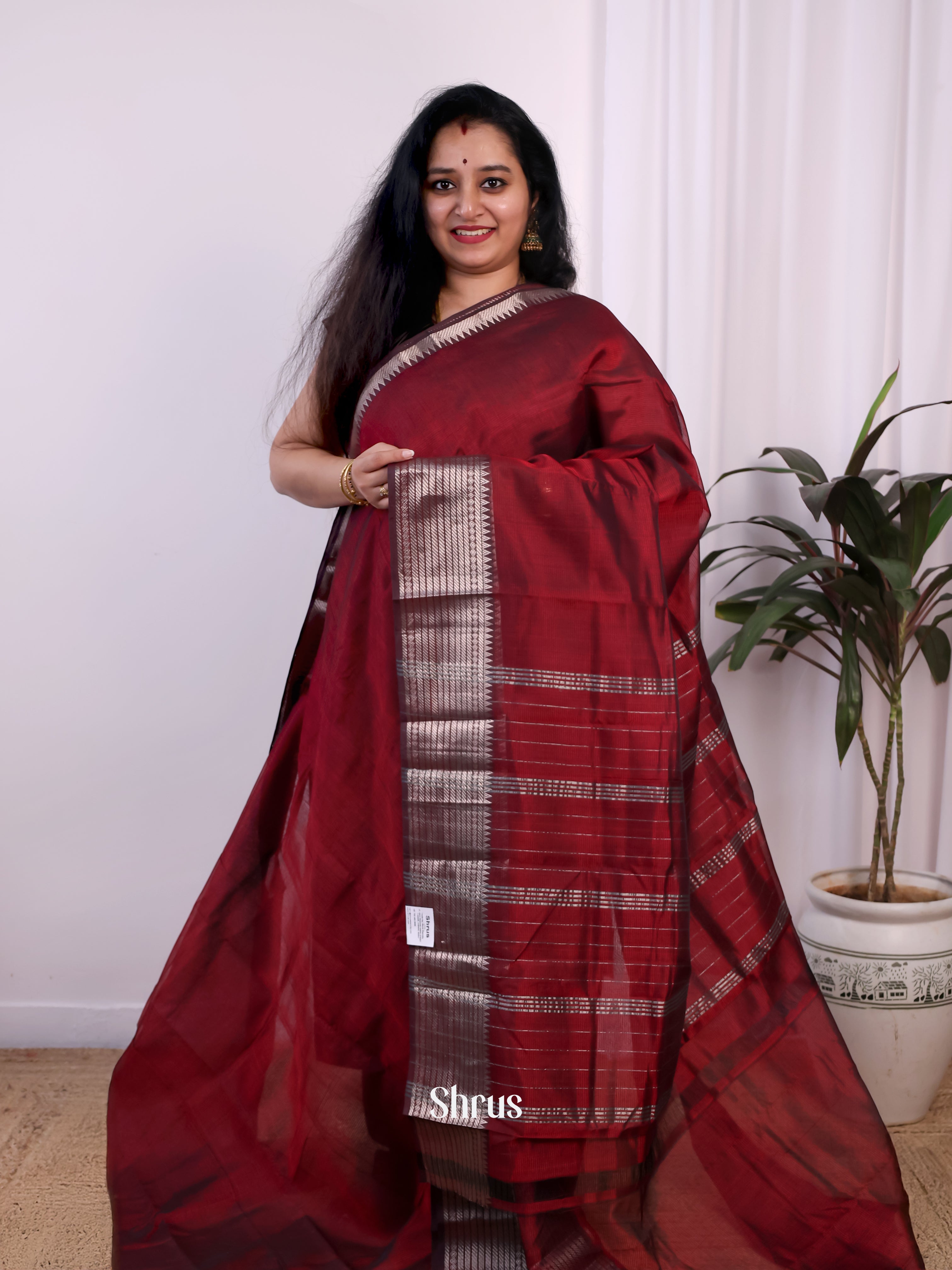 CJS24163 - Mangalagiri silkcotton Saree - Shop on Shrus.com