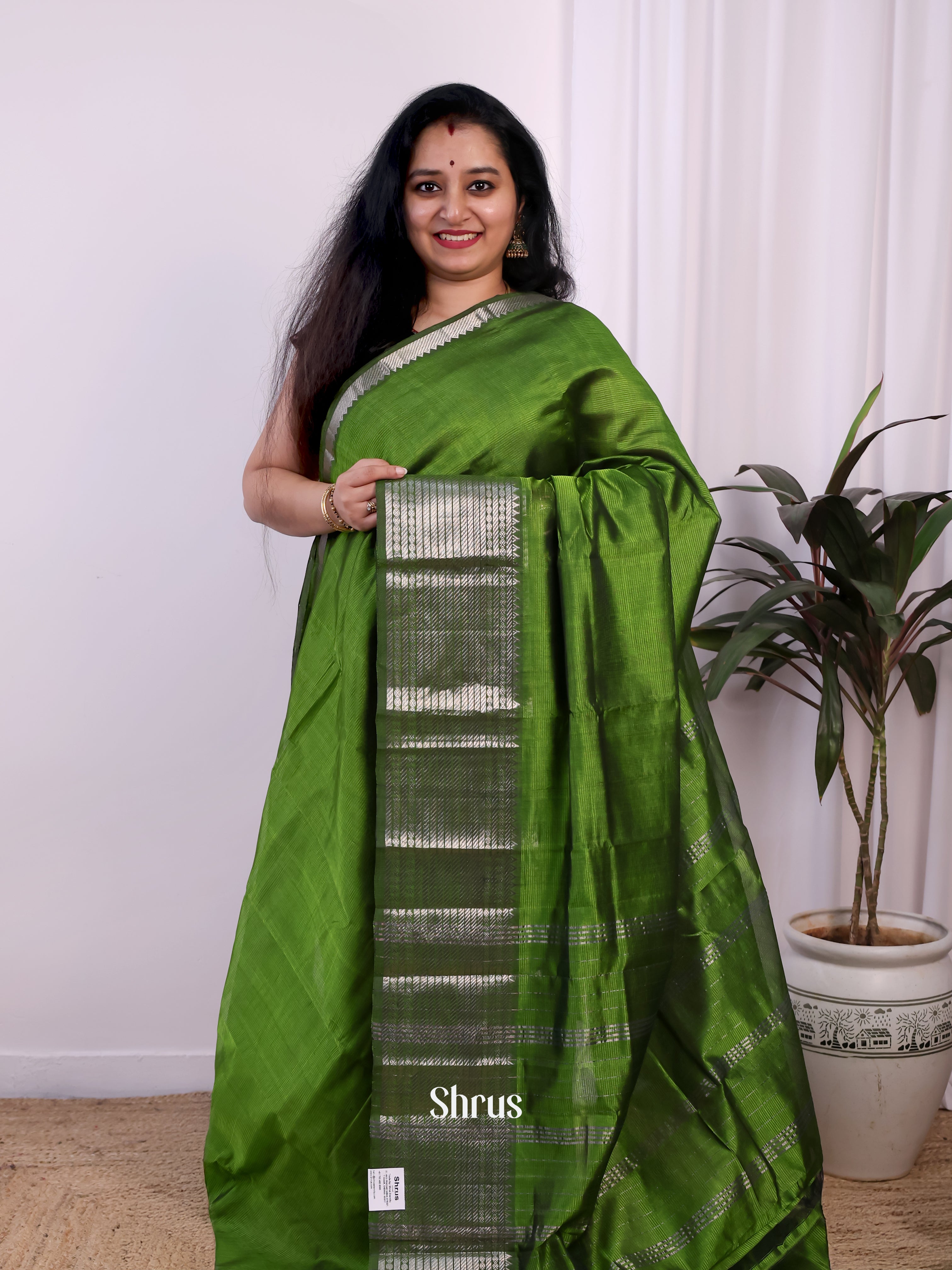 Plain Olive Green(Single Tone) – Mangalagiri silkcotton Saree - Shop on Shrus.com