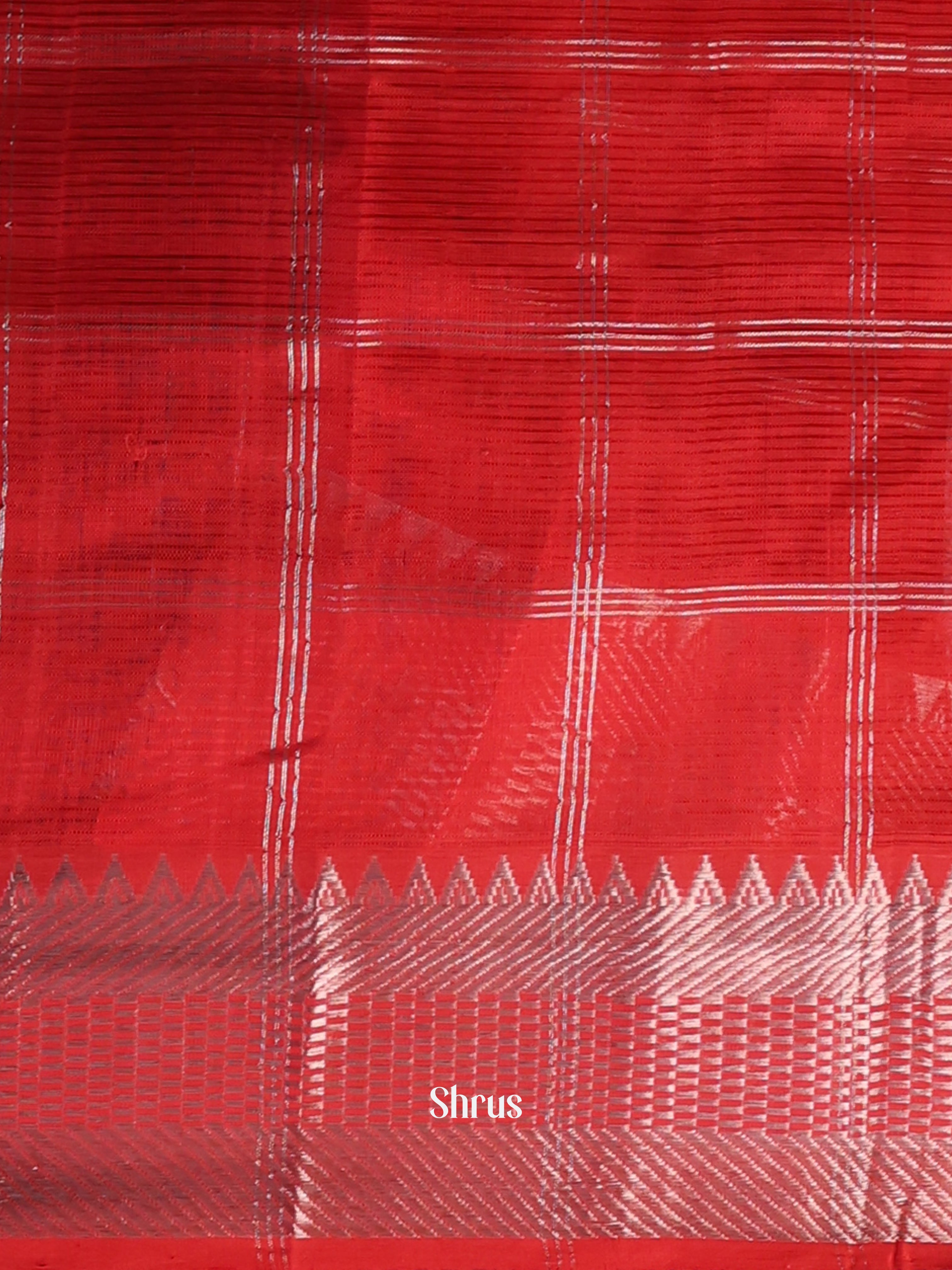 Checked Red(Single Tone) - Mangalagiri silkcotton Saree - Shop on Shrus.com