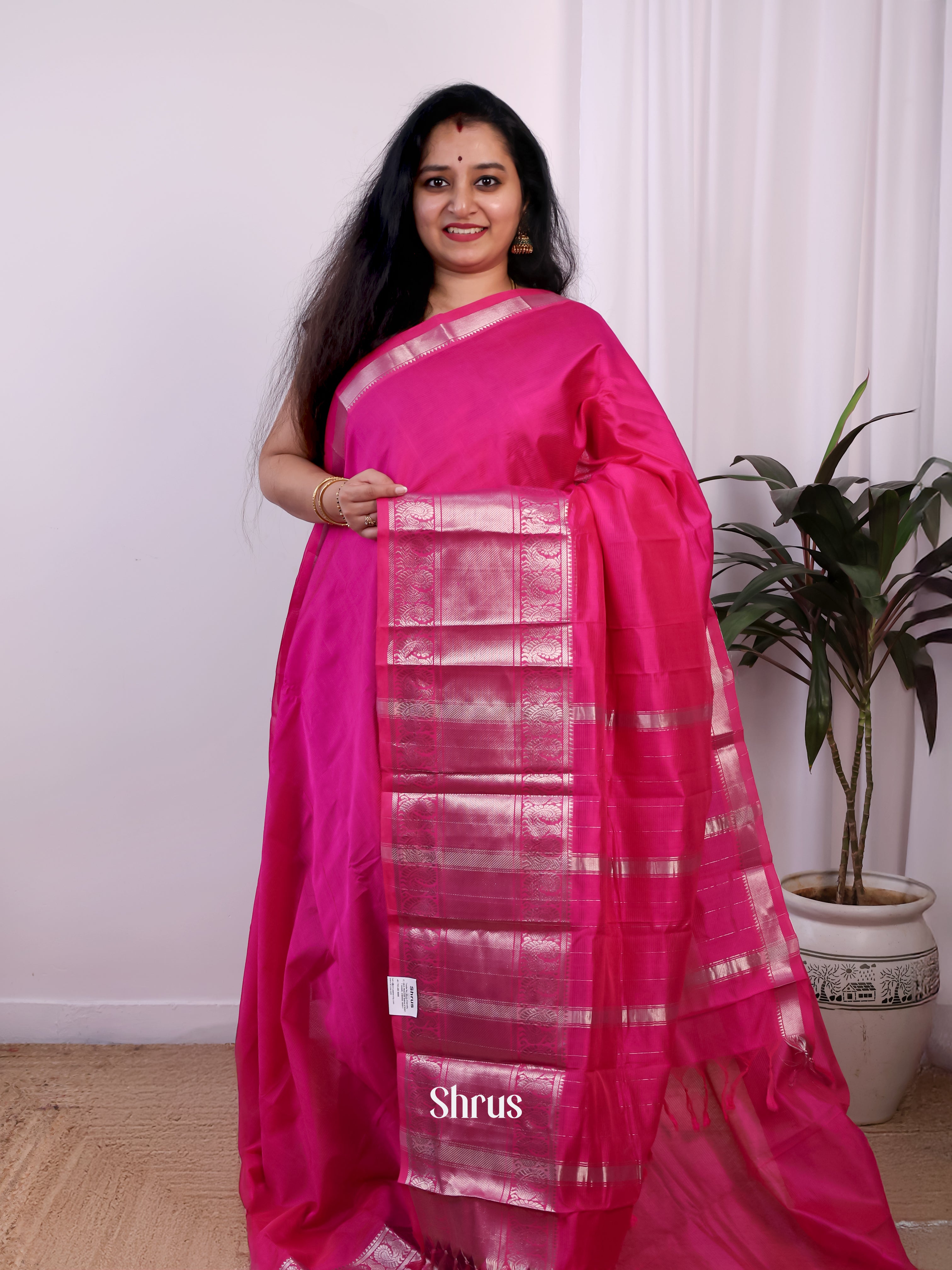 Plain Pink(Single Tone) – Mangalagiri silkcotton Saree - Shop on Shrus.com
