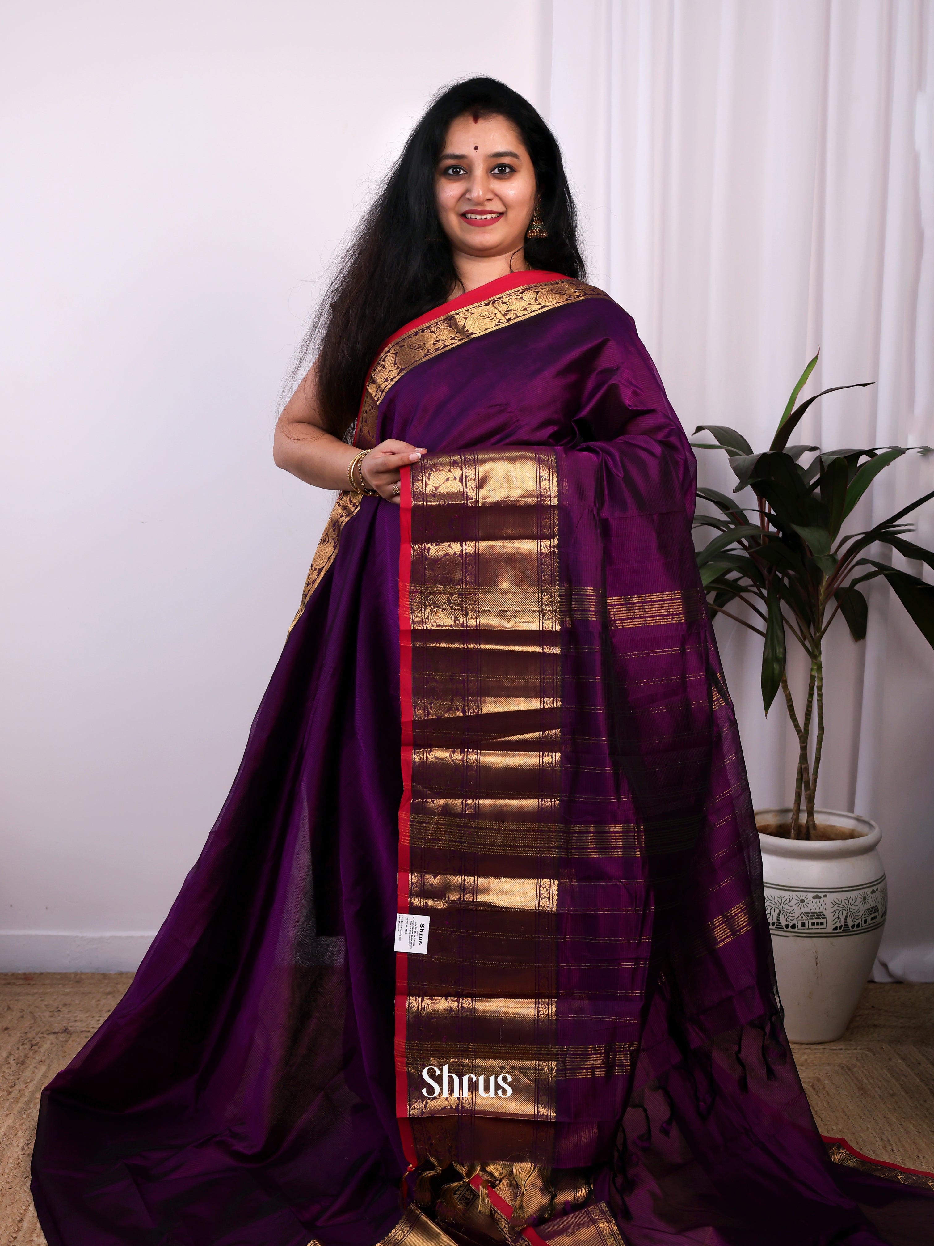 CJS24177 - Mangalagiri silkcotton Saree - Shop on Shrus.com