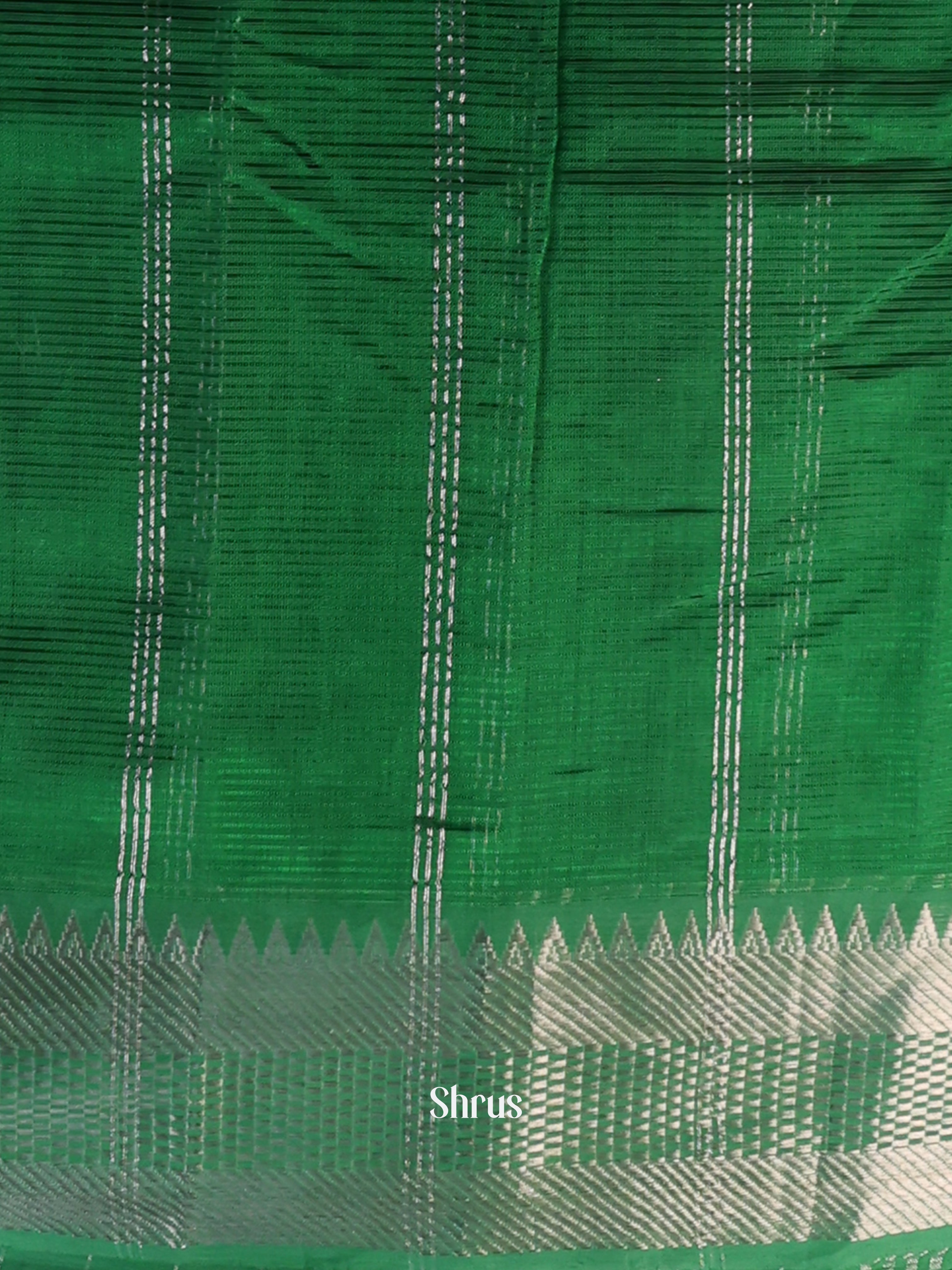 Serene Green Mangalagiri silk cotton Saree With Silver Zari Woven Stripes