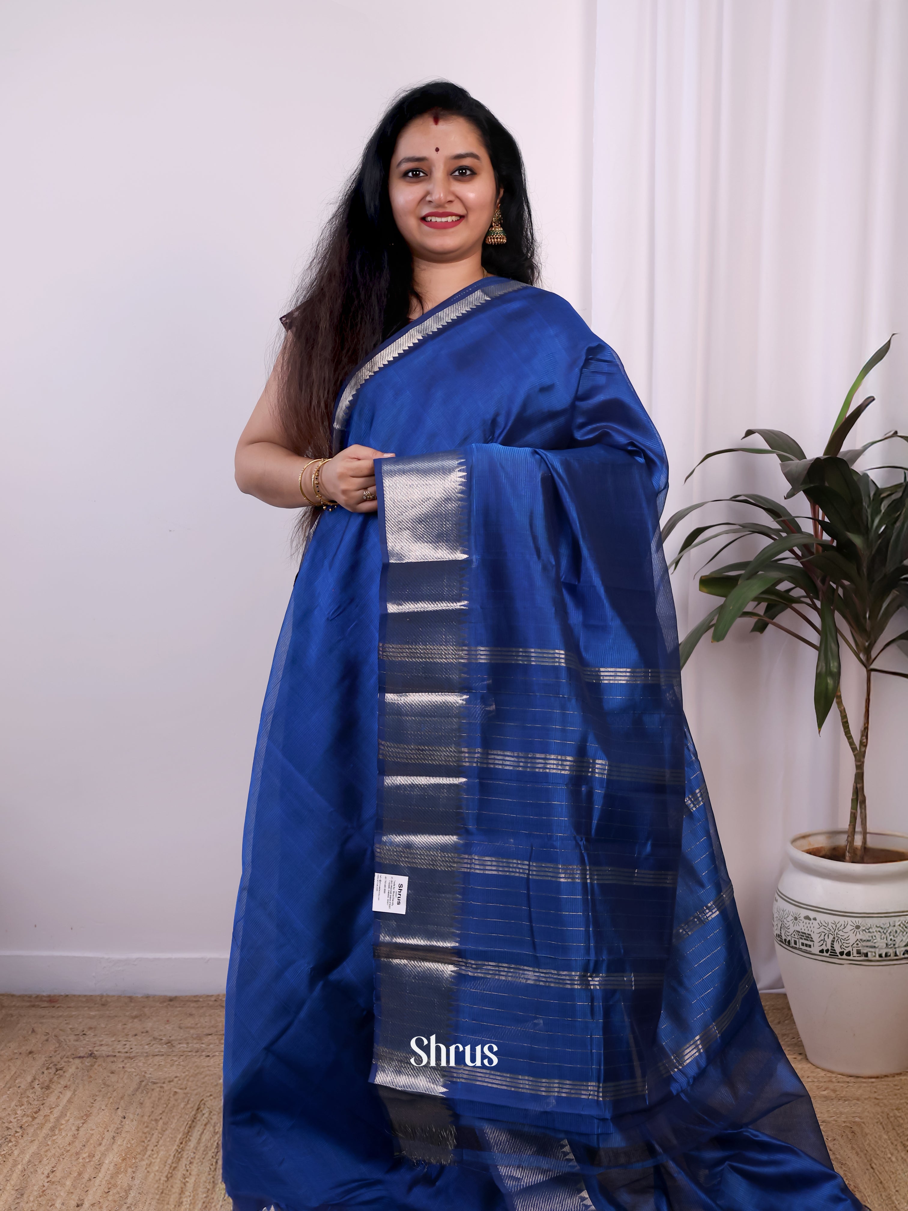 Plain Dark Blue(Single Tone) – Mangalagiri silkcotton Saree - Shop on Shrus.com