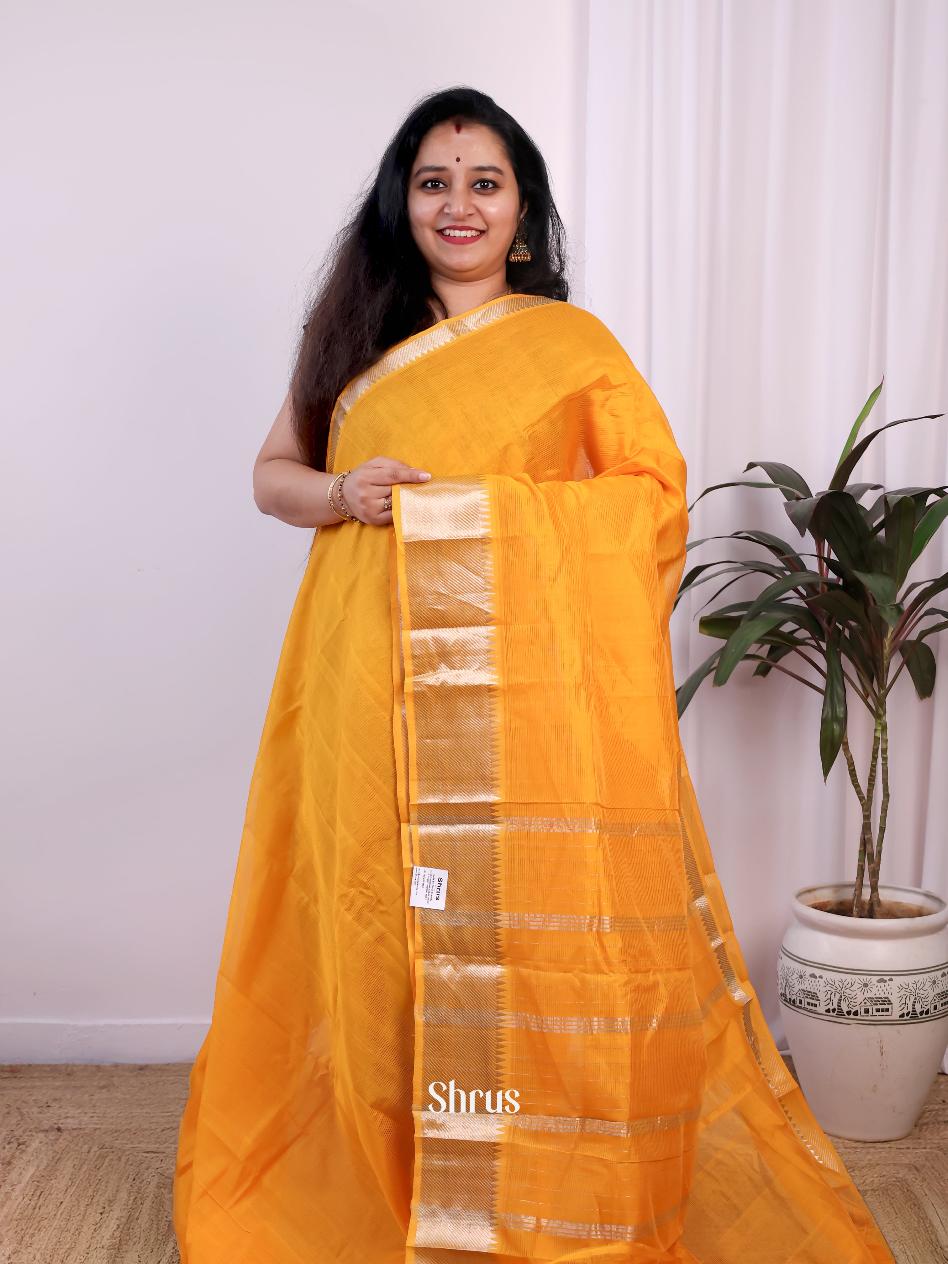 Plain Mambazha Yellow(Single Tone) – Mangalagiri silkcotton Saree - Shop on Shrus.com