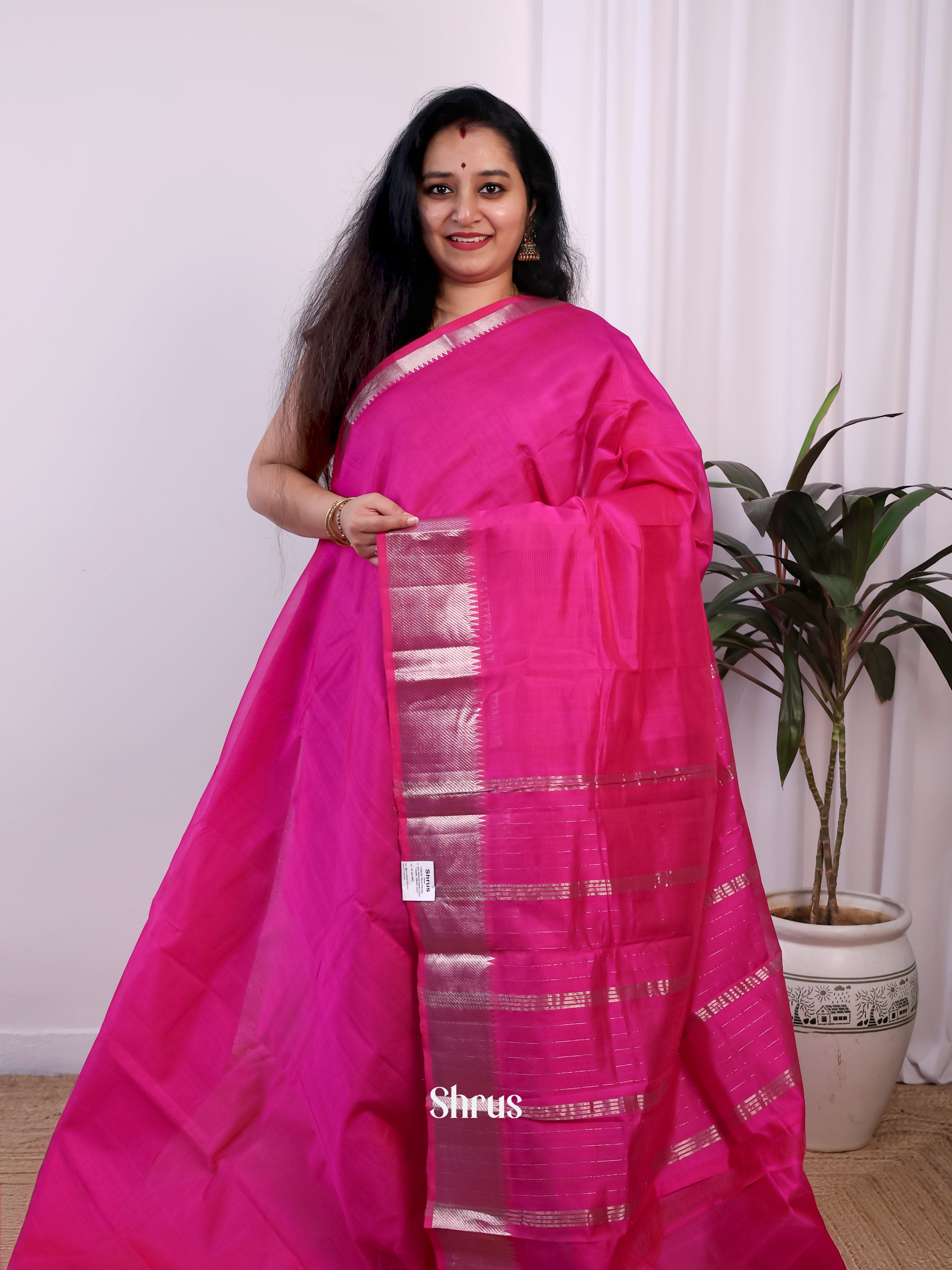 Plain Pink(Single Tone) – Mangalagiri silkcotton Saree - Shop on Shrus.com