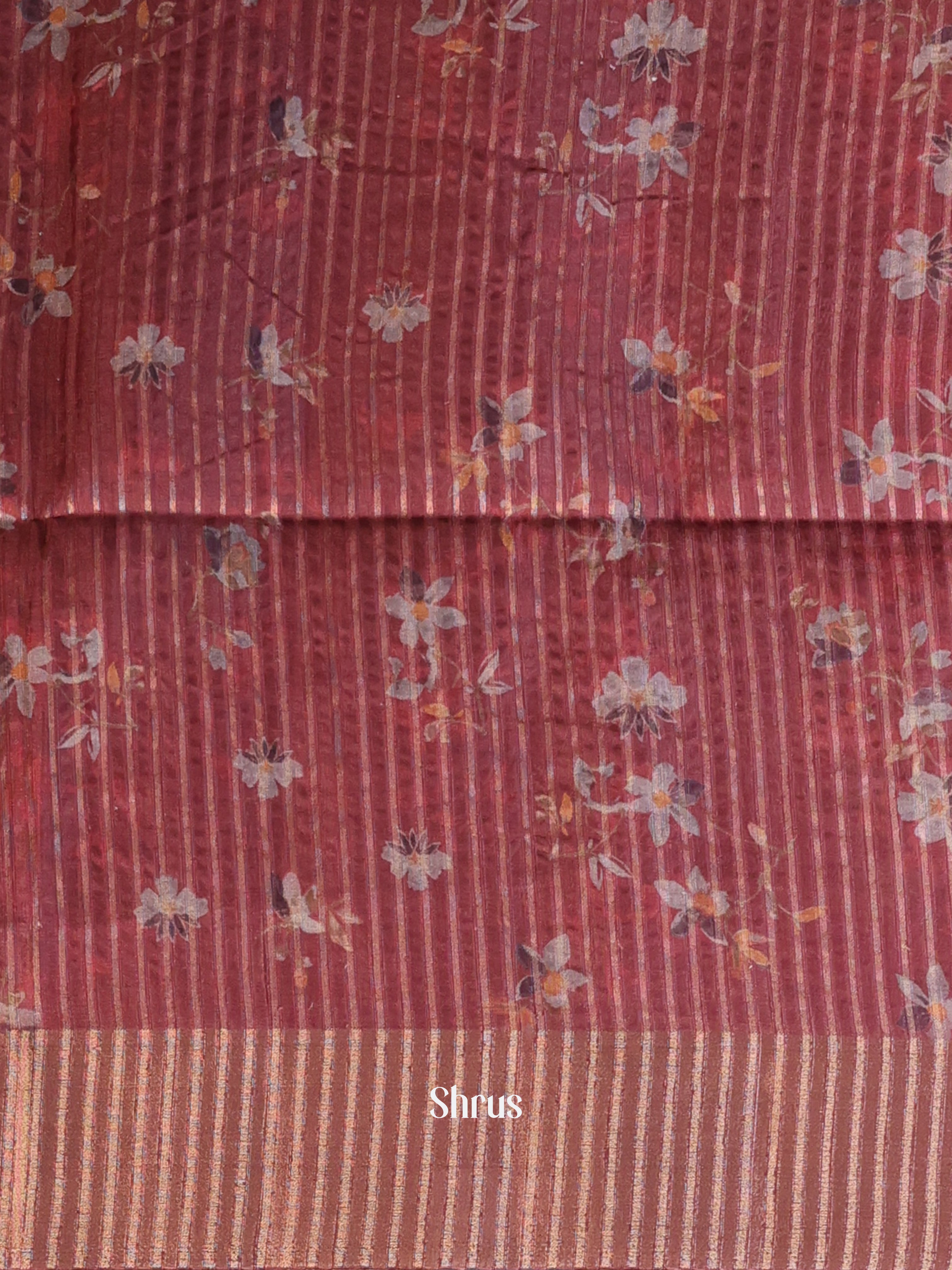 Maroon - Moonga Saree - Shop on Shrus.com