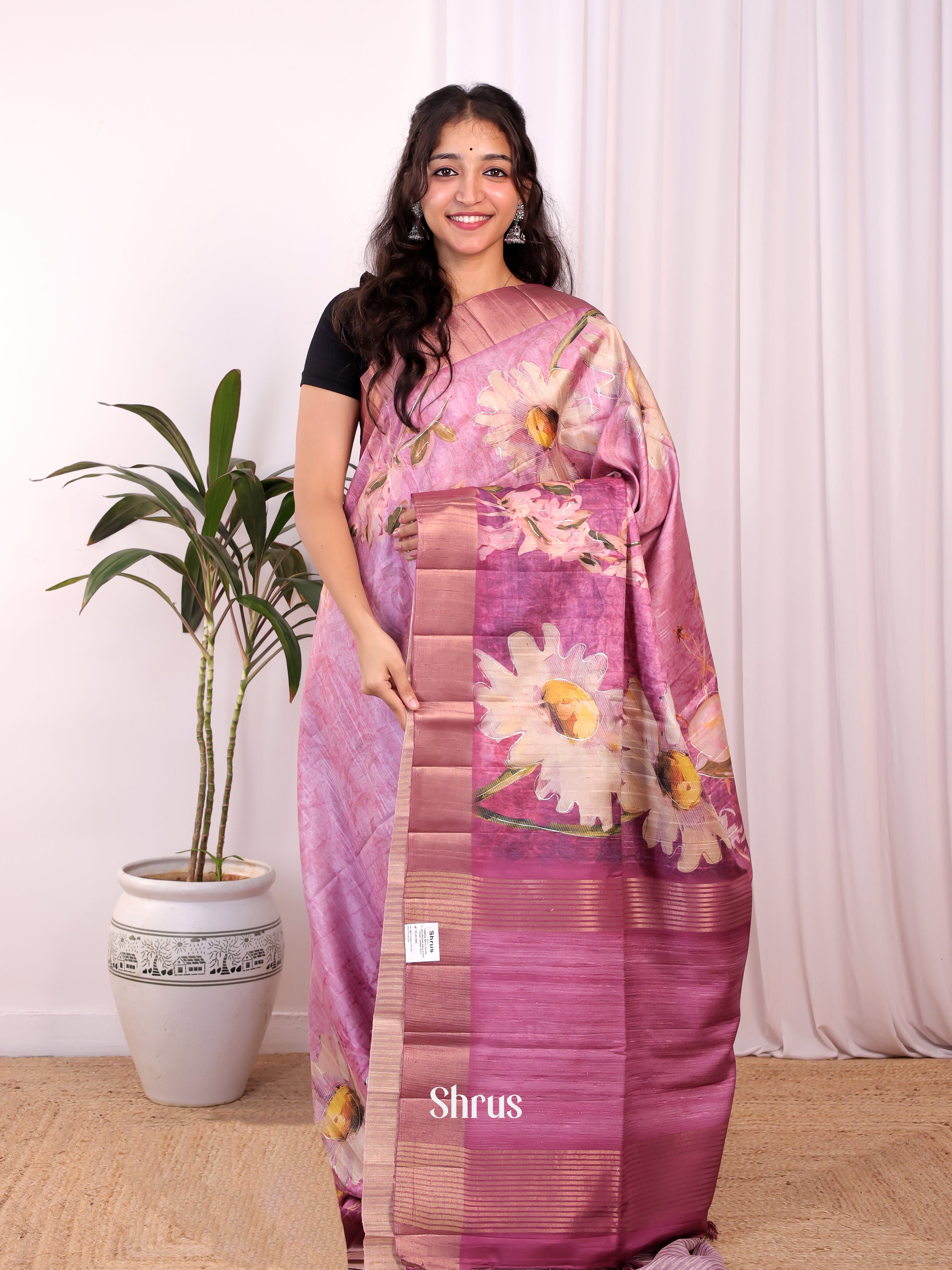 Purple - Moonga Saree - Shop on Shrus.com