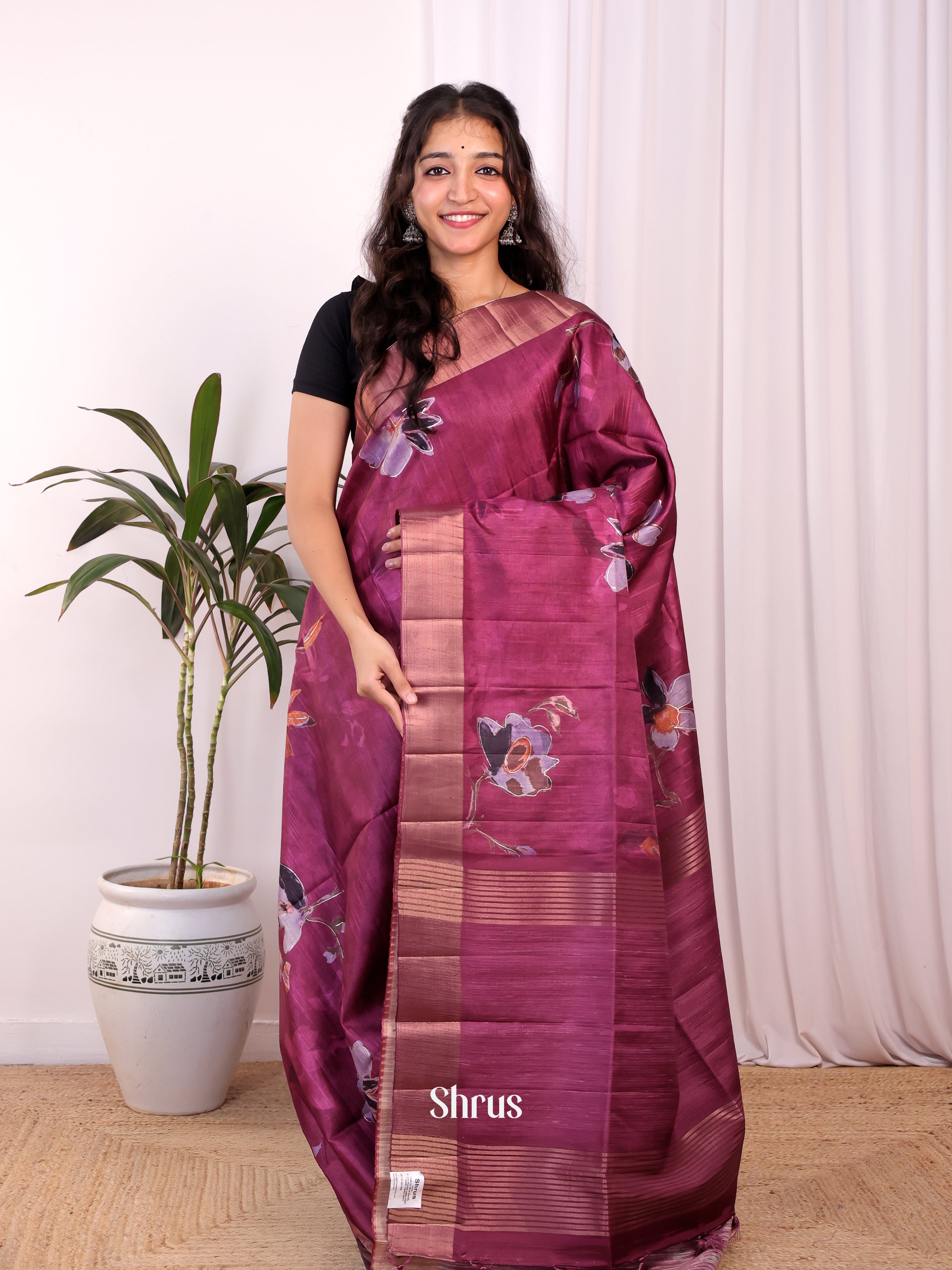 Purple - Moonga Saree - Shop on Shrus.com