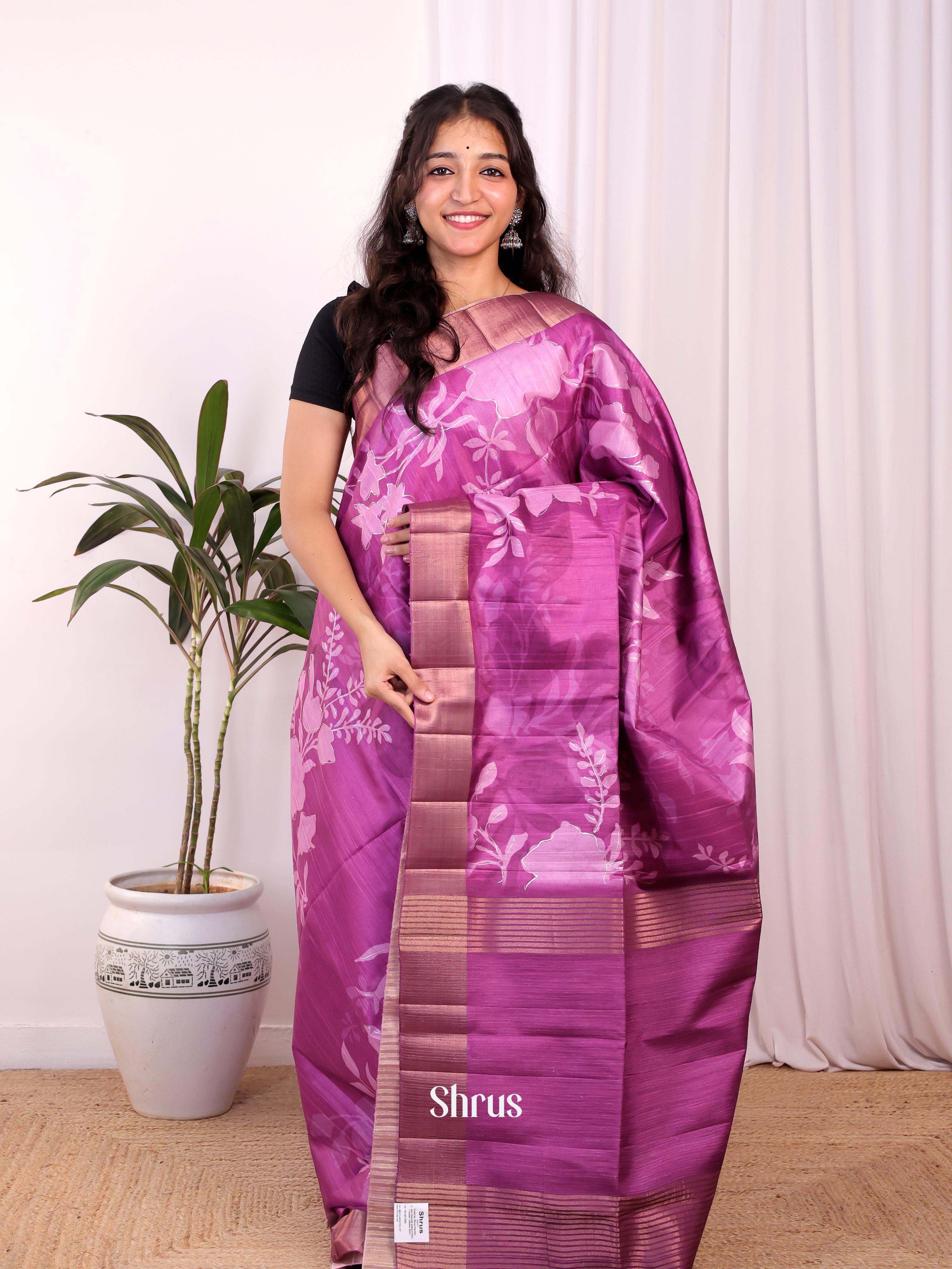 Purple - Moonga Saree - Shop on Shrus.com