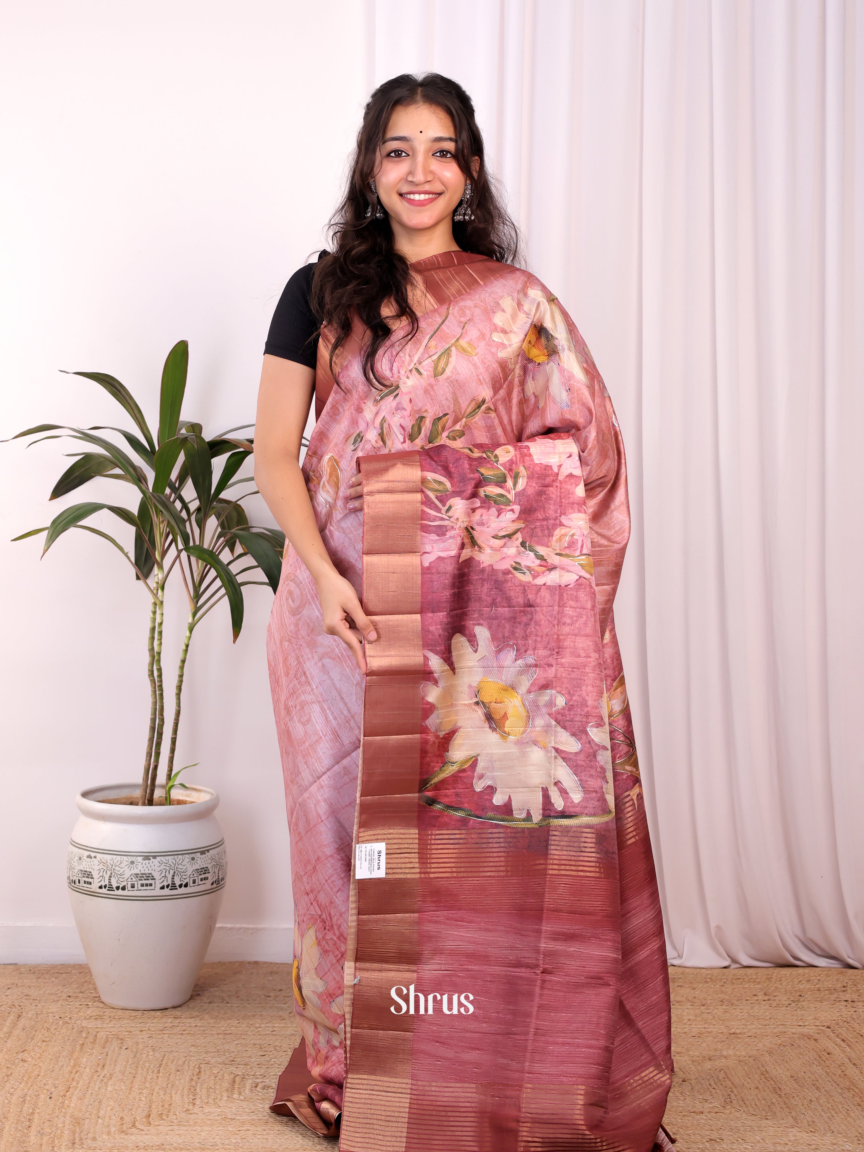 Onion Pink - Moonga Saree - Shop on Shrus.com