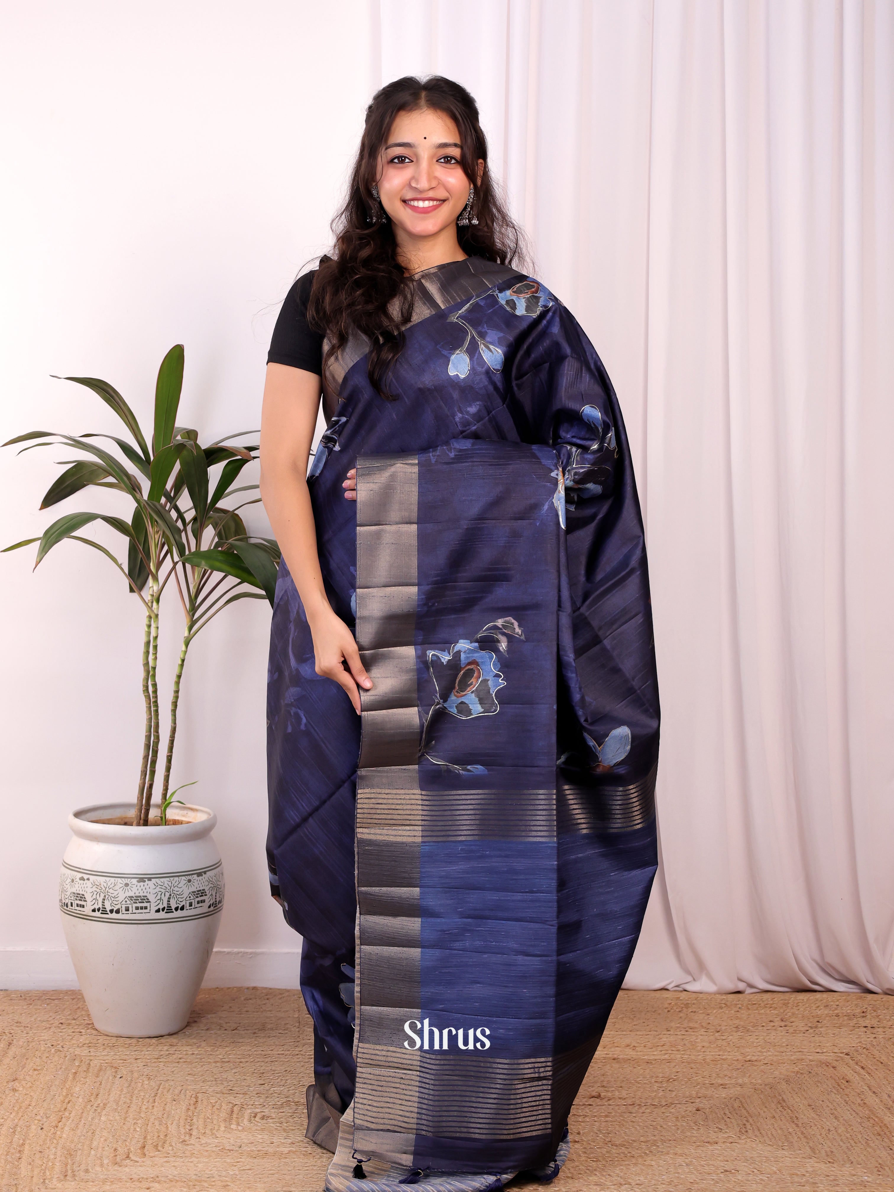 Blue- Moonga Saree - Shop on Shrus.com