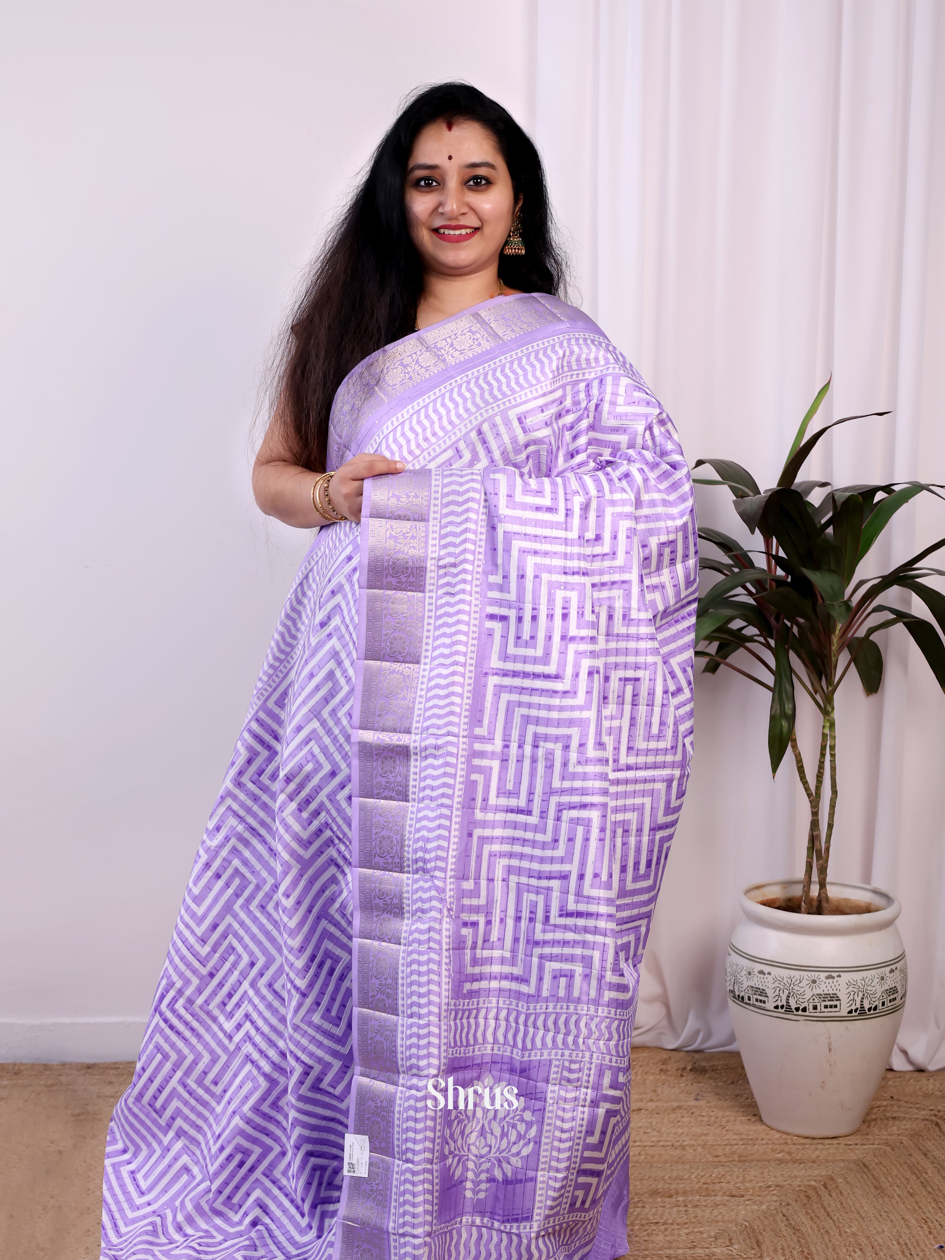 Purple - Semi Tussar Saree - Shop on Shrus.com