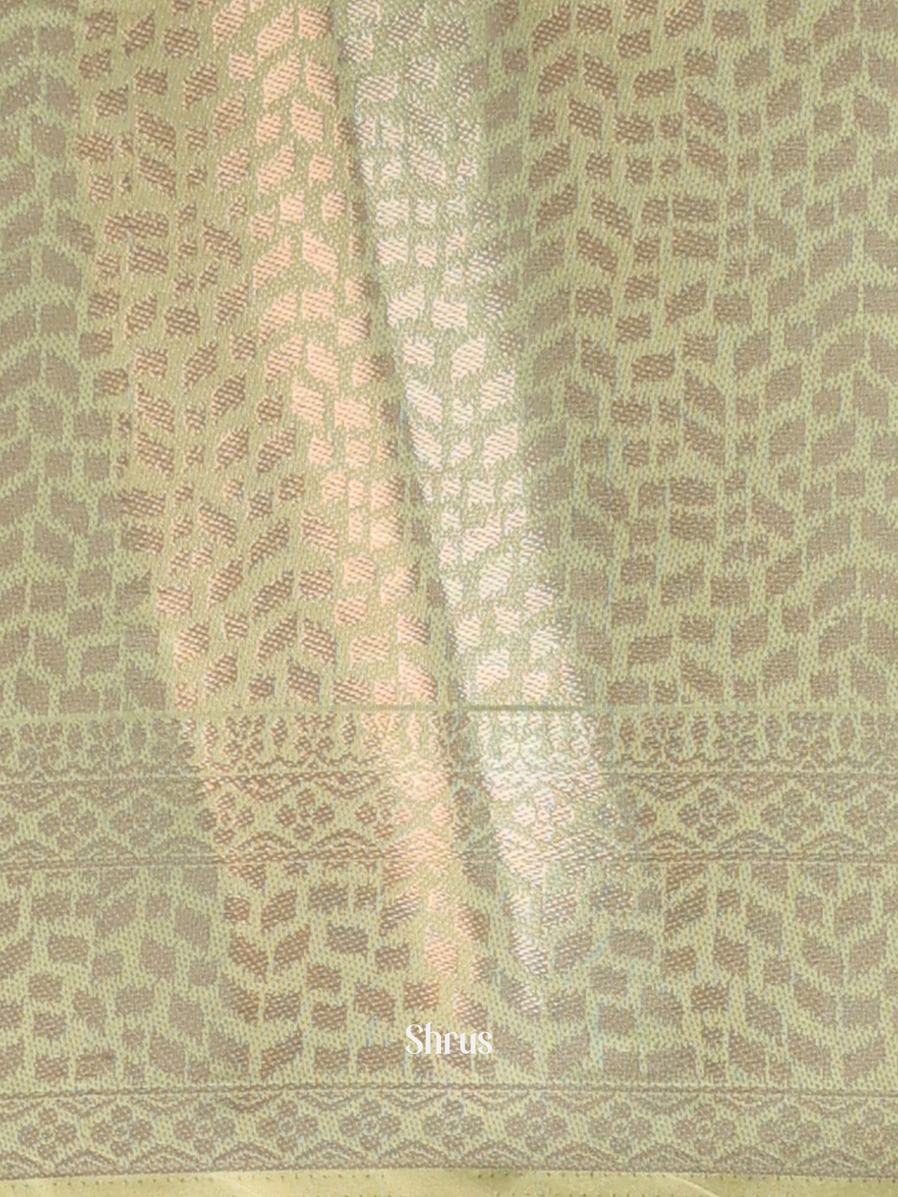 Cream & Lite Green - Printed chanderi Saree -1