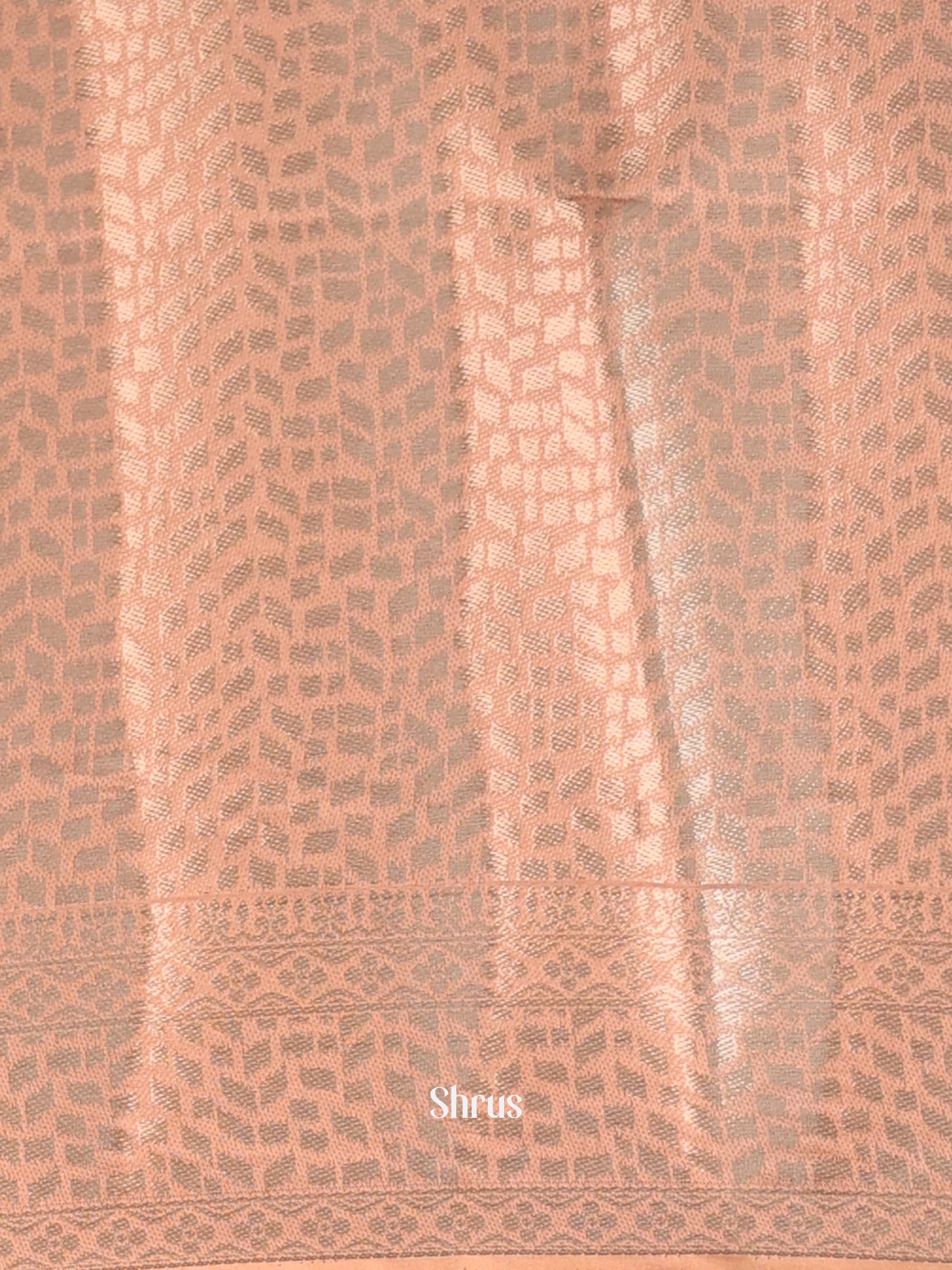 cream Peachish Pink - Printed chanderi Saree -1