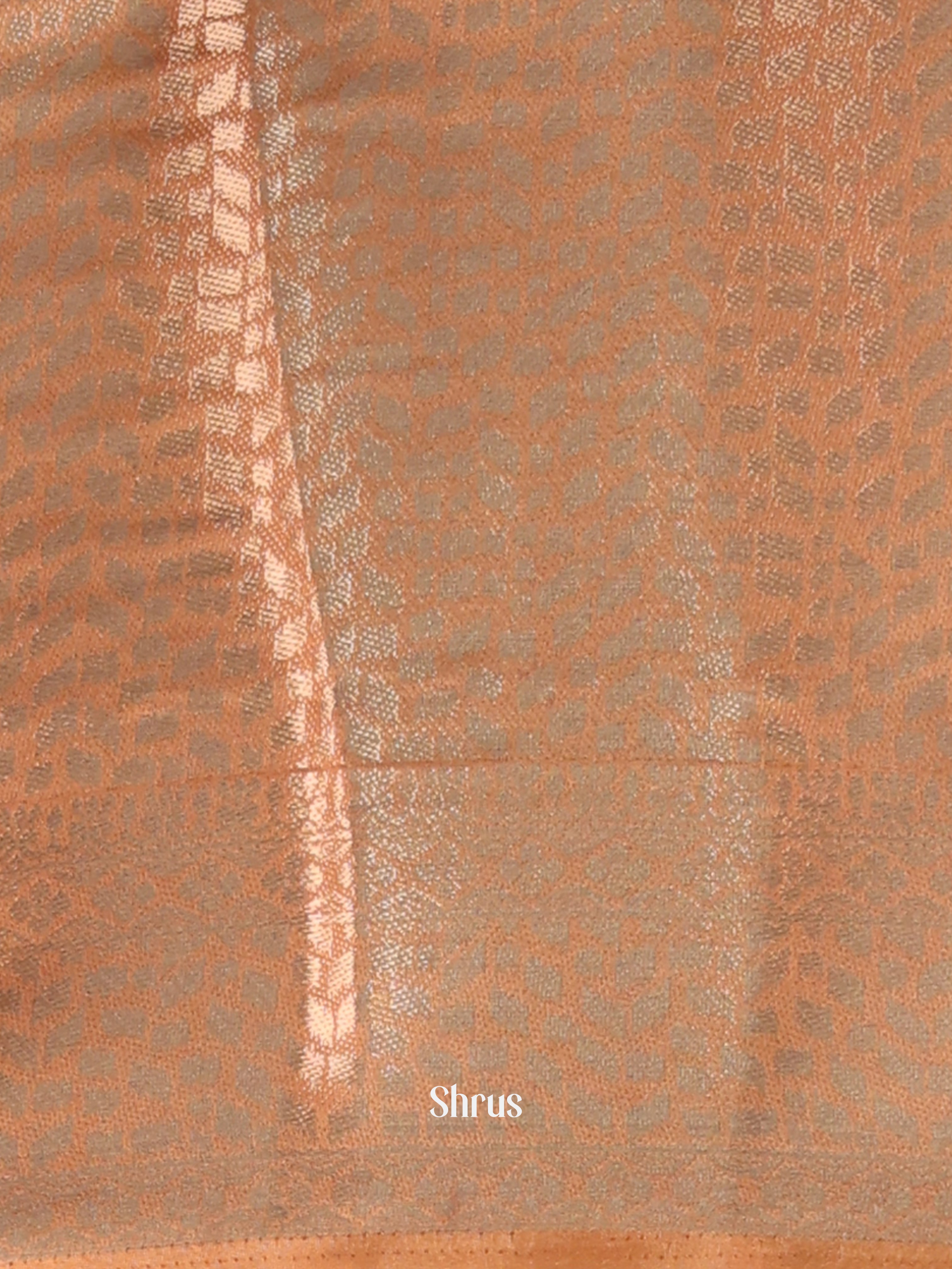 orangish Peach - Printed chanderi Saree -1