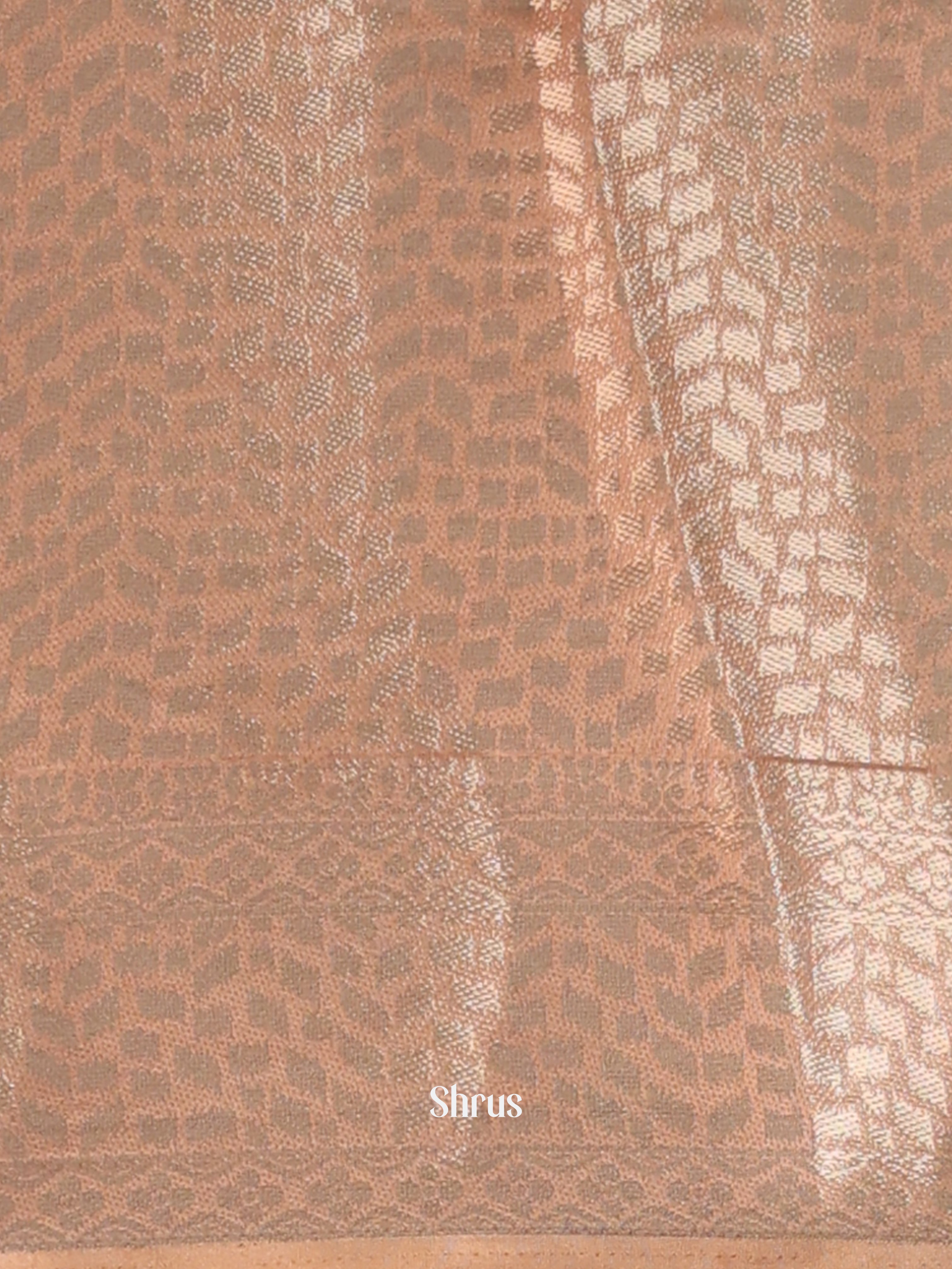 Cream & Peach floral - Printed chanderi Saree -1