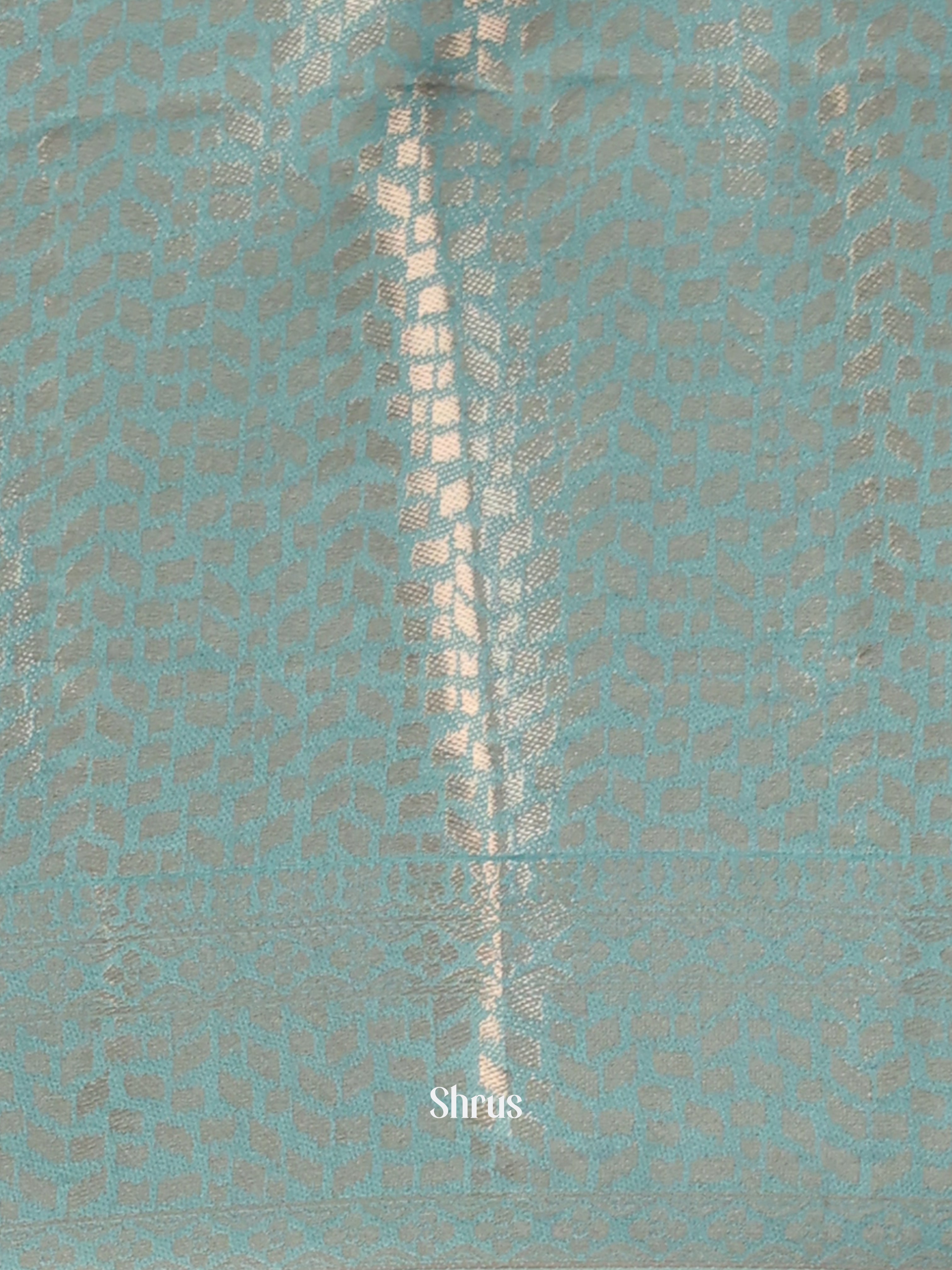 Cream & Blue floral - Printed chanderi Saree -1