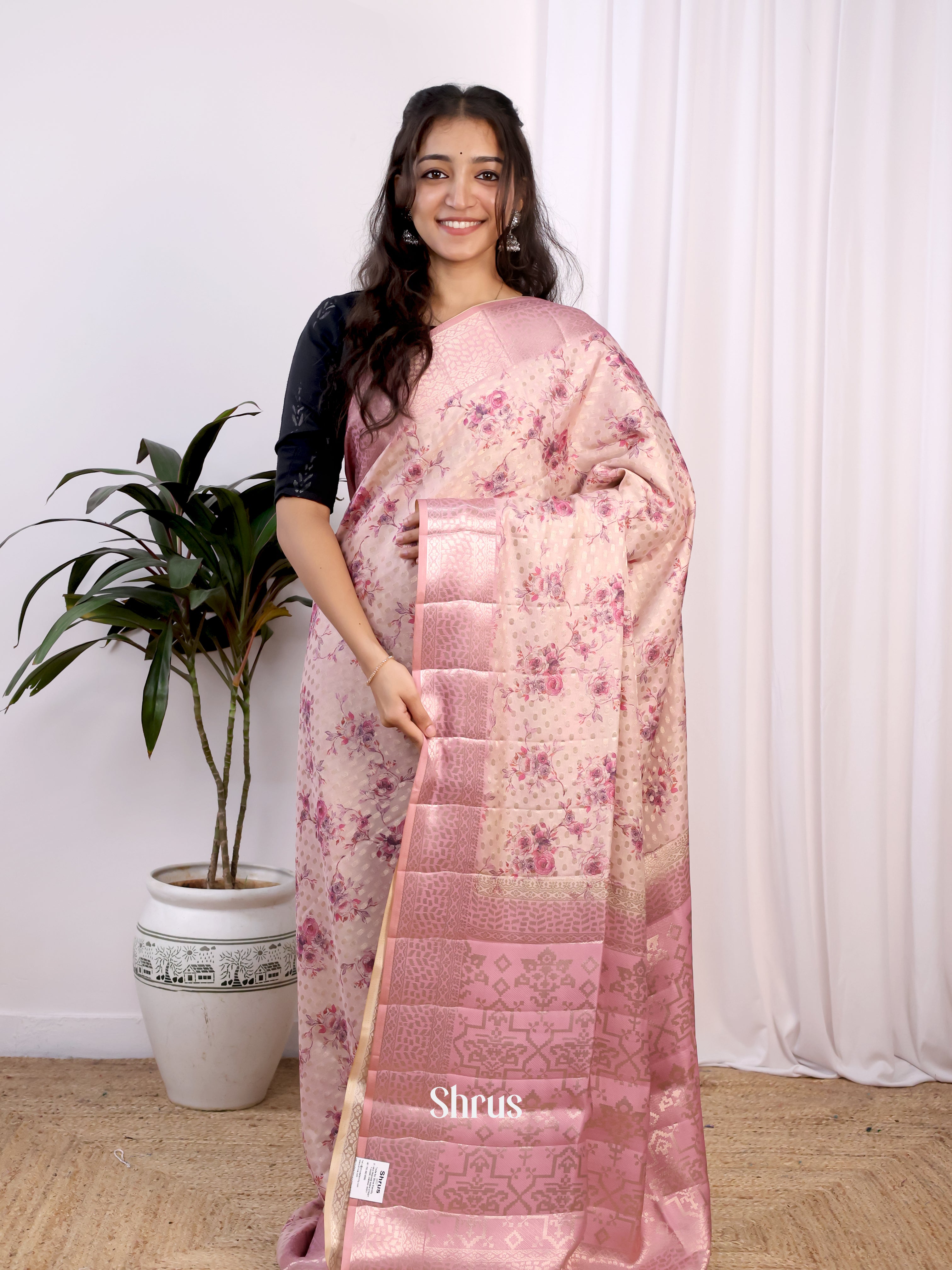 Lavender - Printed chanderi Saree - Shop on Shrus.com
