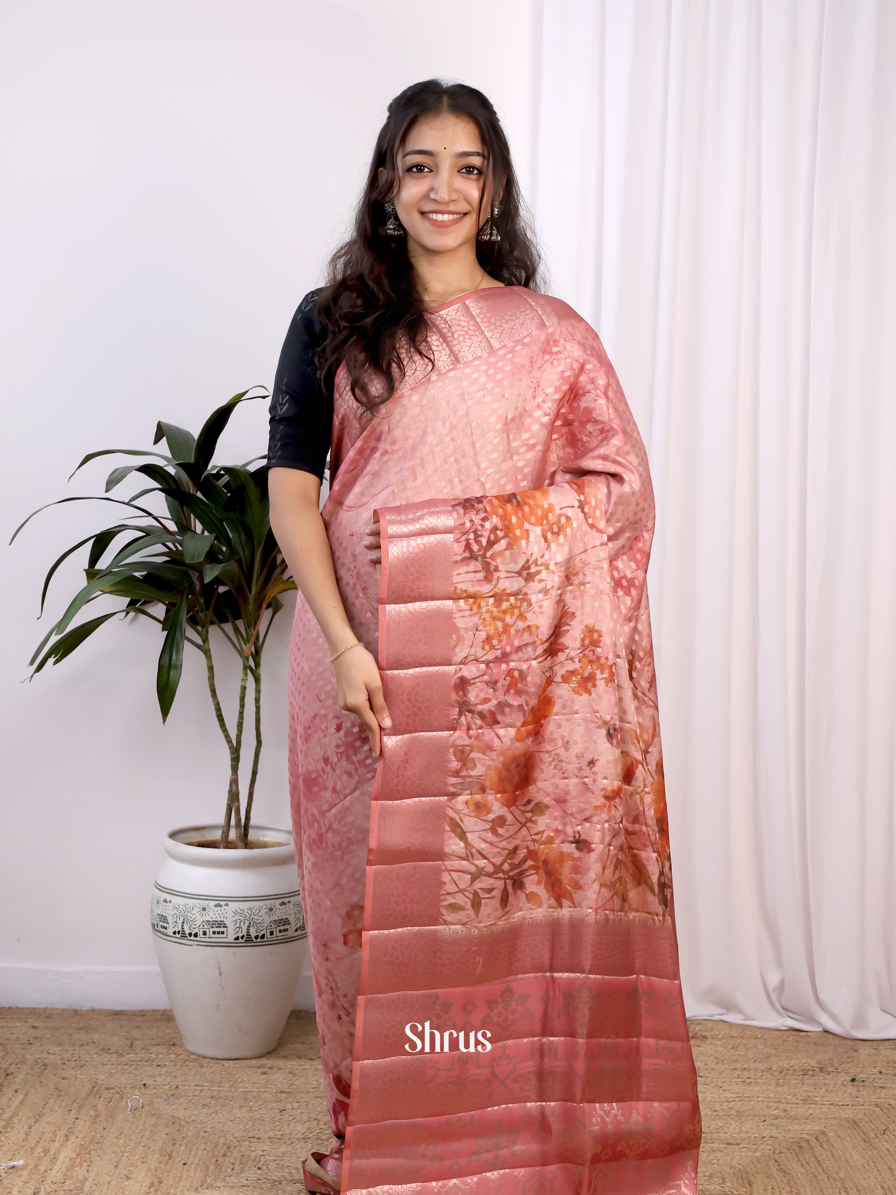CJS24320 - Printed chanderi Saree - Shop on Shrus.com