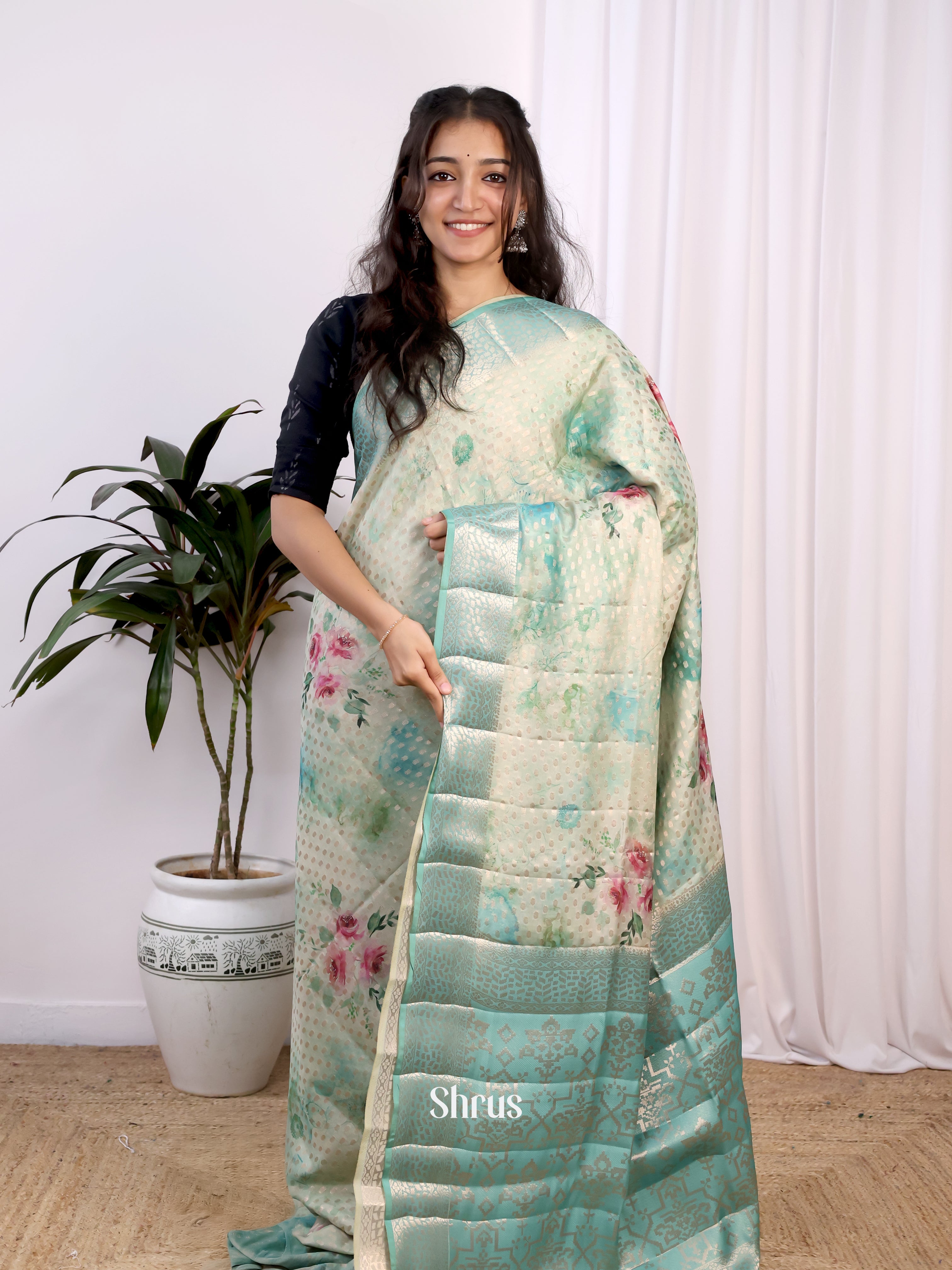 Lite Blue - Printed chanderi Saree