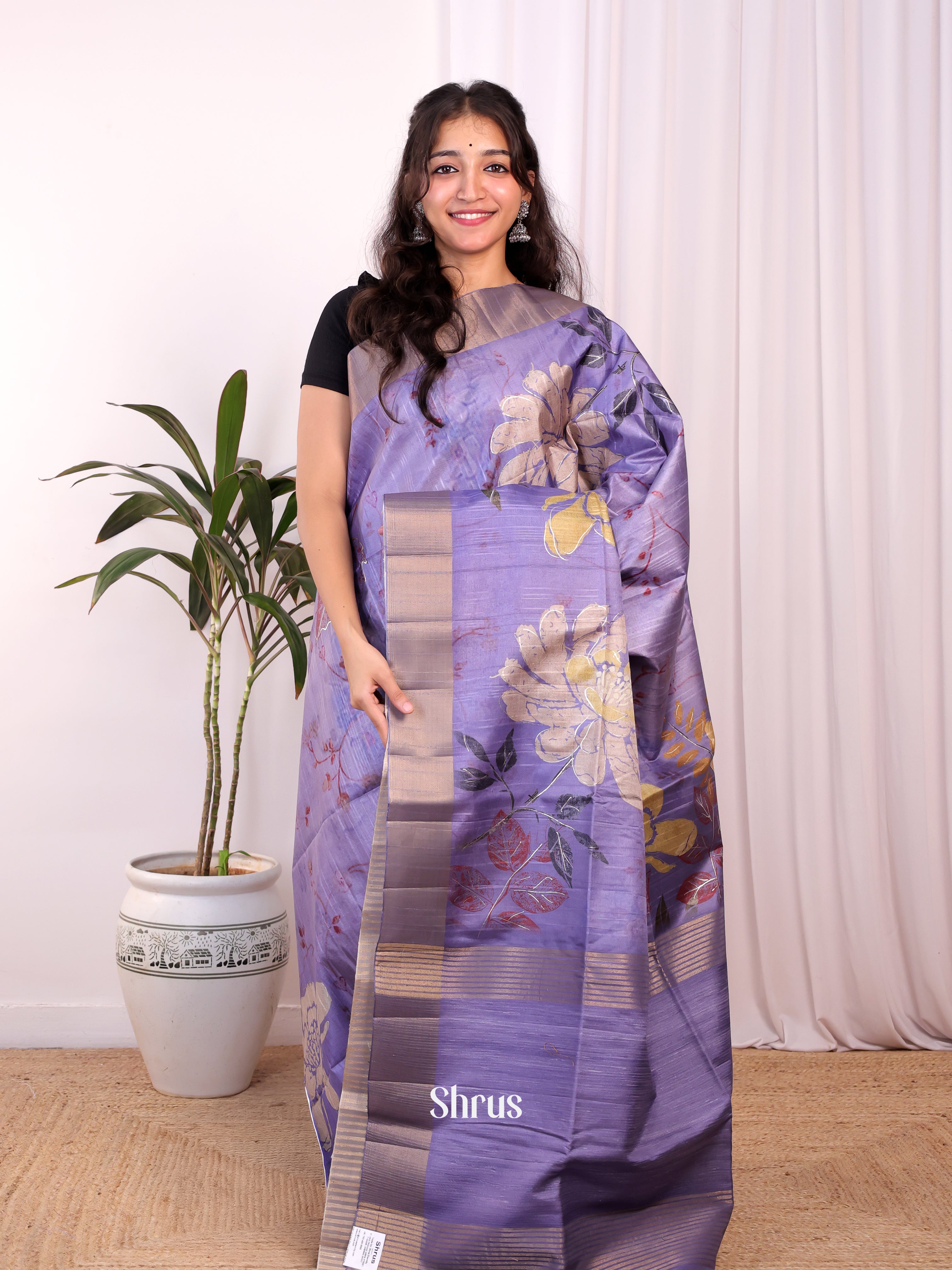 Purple - Moonga Saree - Shop on Shrus.com