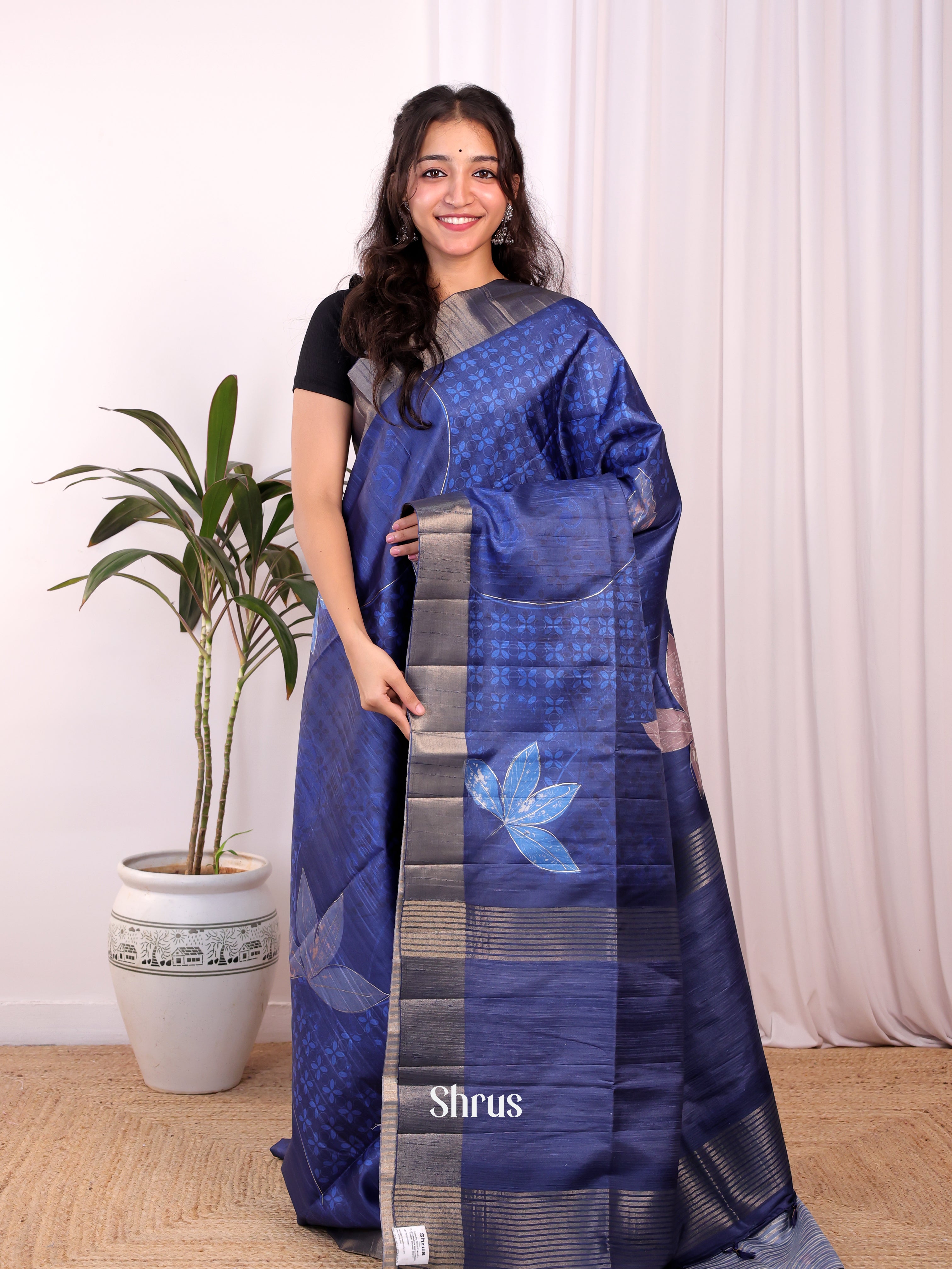 Blue- Moonga Saree - Shop on Shrus.com