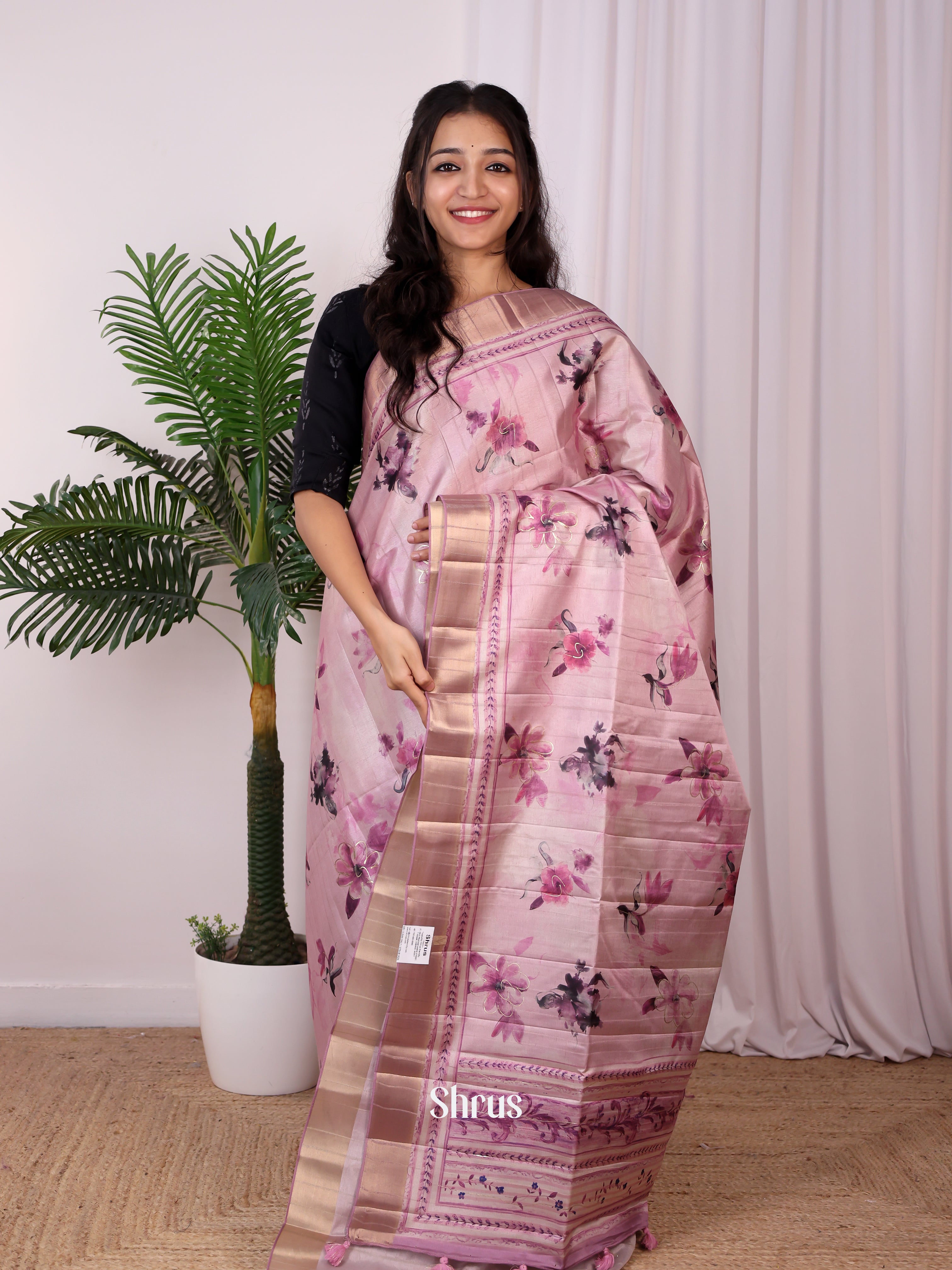 Purple - Semi Tussar Saree - Shop on Shrus.com