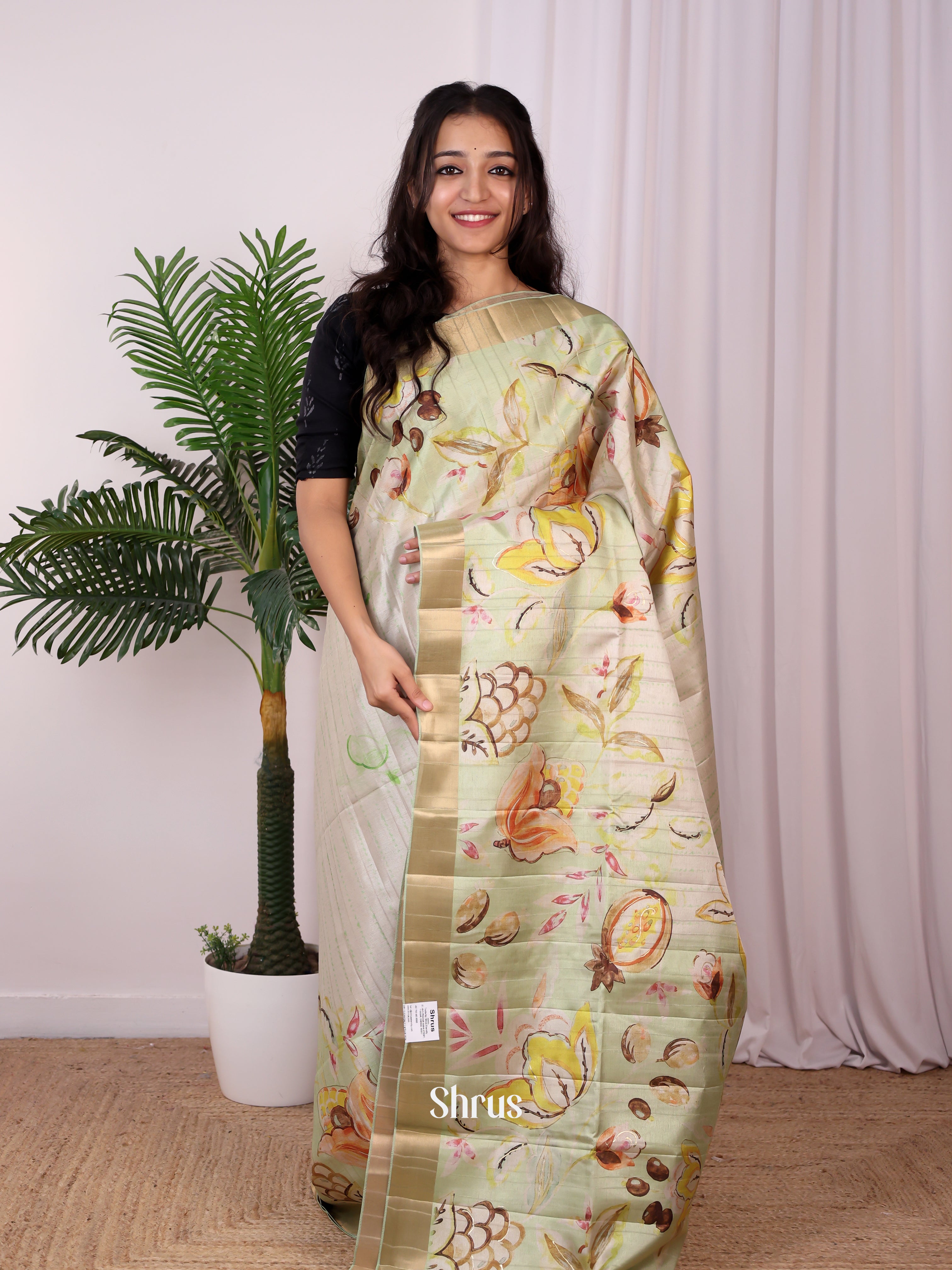Green - Semi Tussar Saree - Shop on Shrus.com