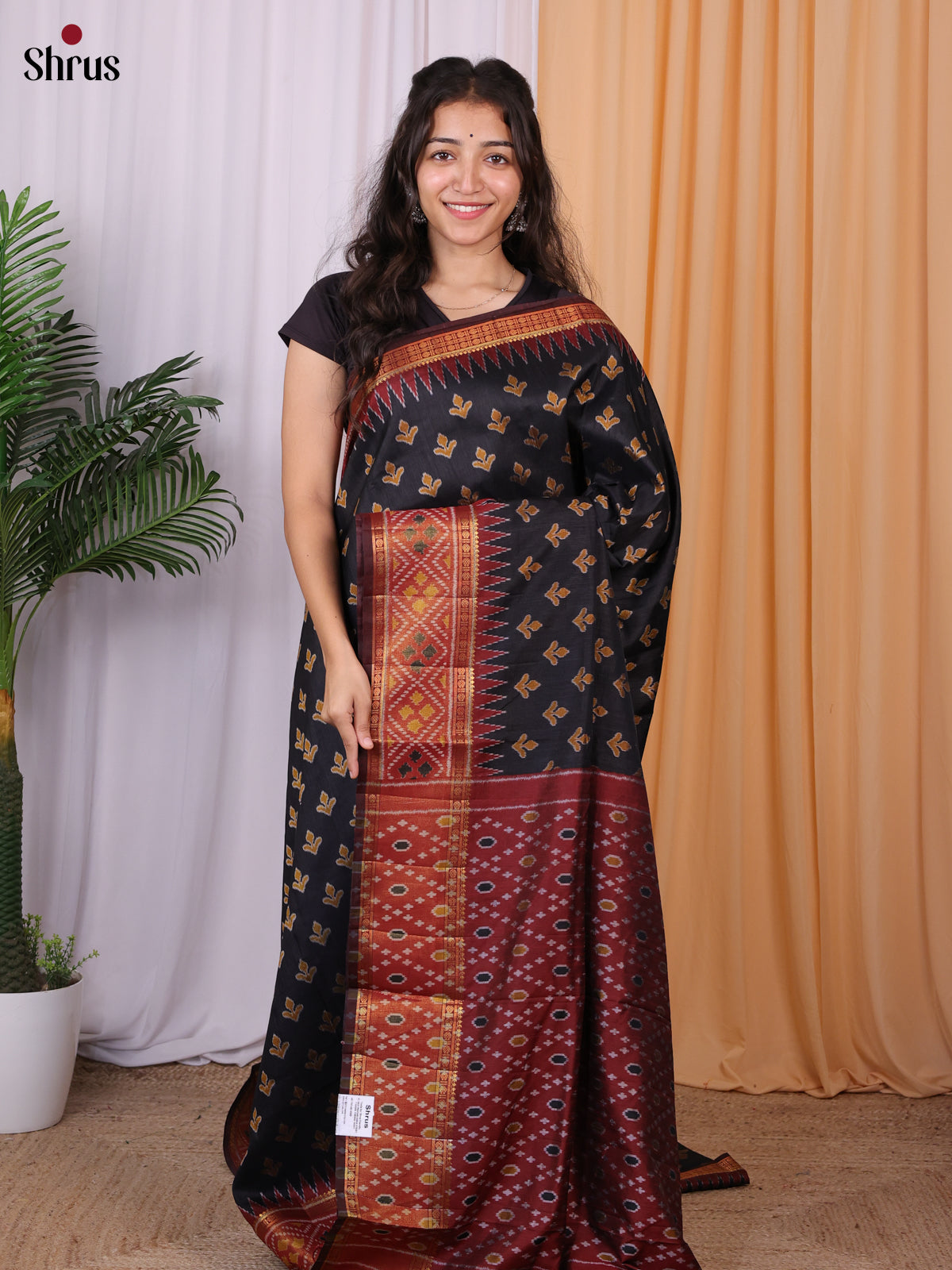 Black & Brown - Semi Patola Saree - Shop on Shrus.com