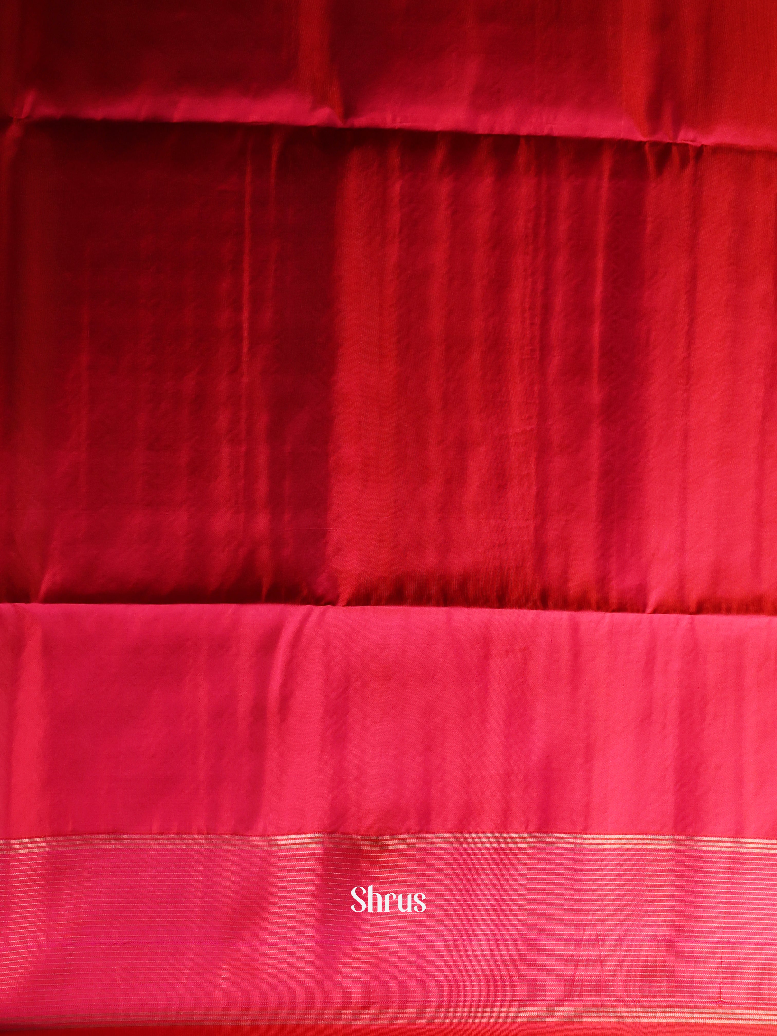 Mustard & Red - Soft Silk Saree-2