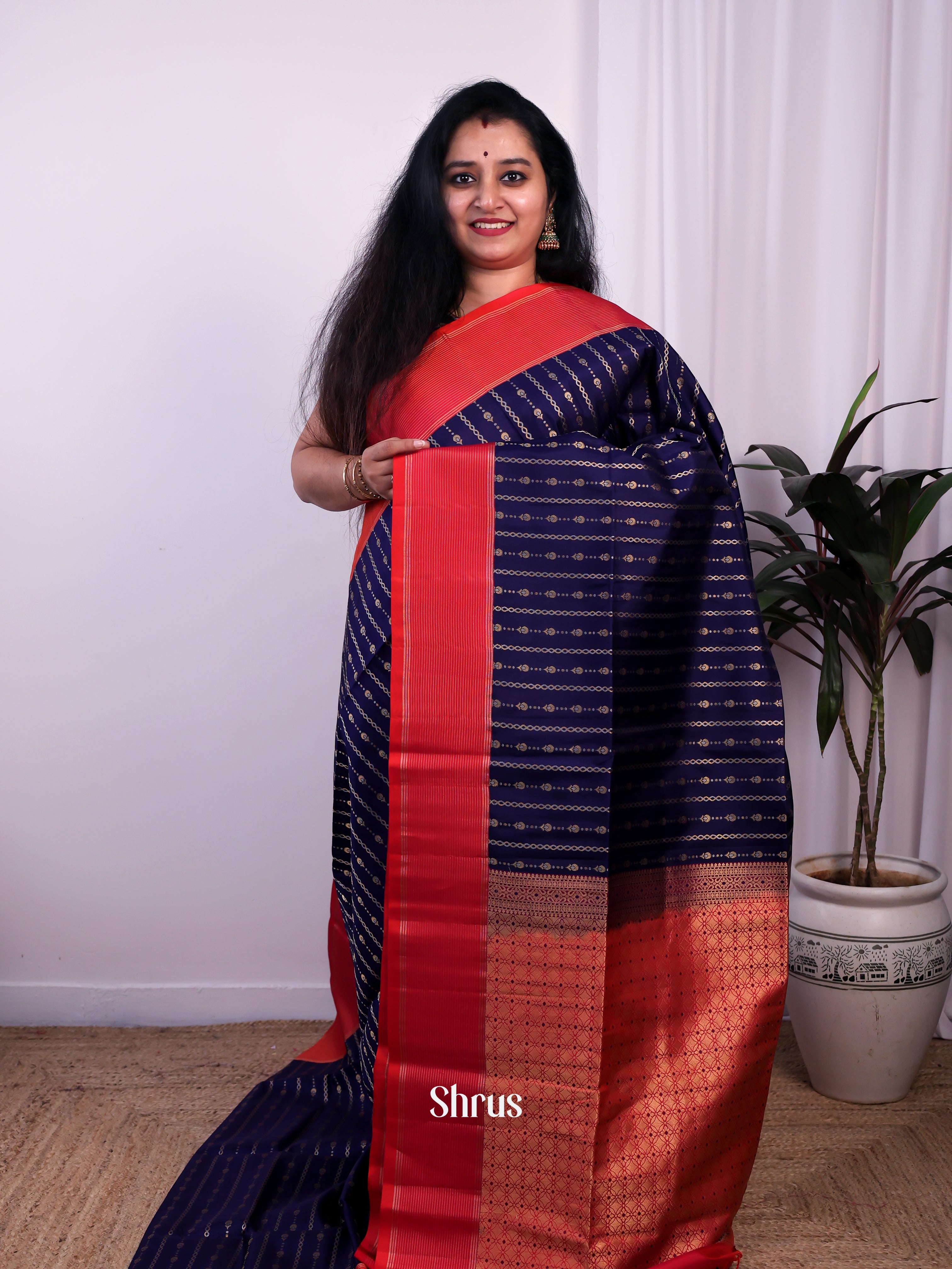 Violet & Red - Soft Silk Saree - Shop on Shrus.com