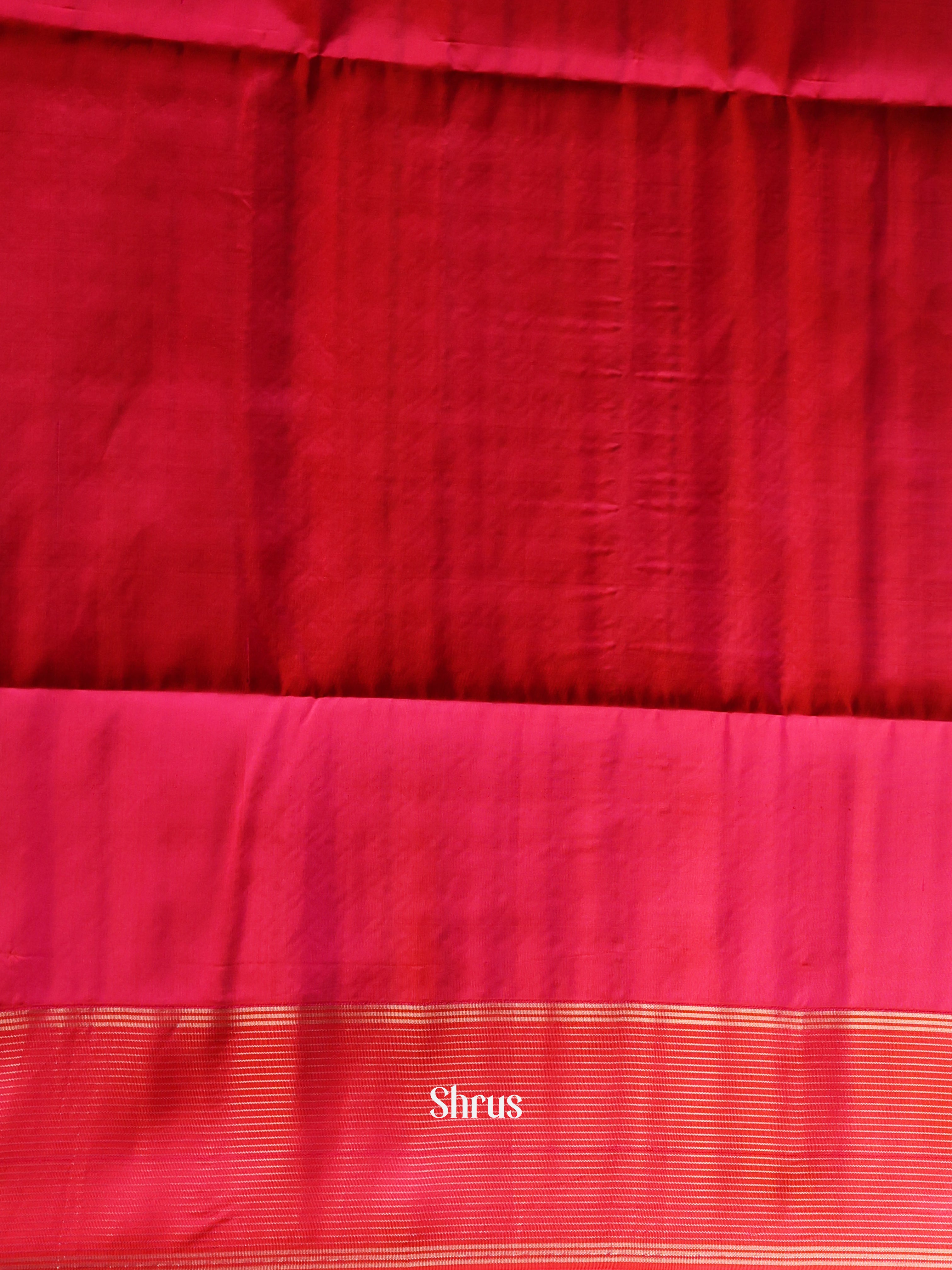 Green & Red - Soft Silk Saree - Shop on Shrus.com
