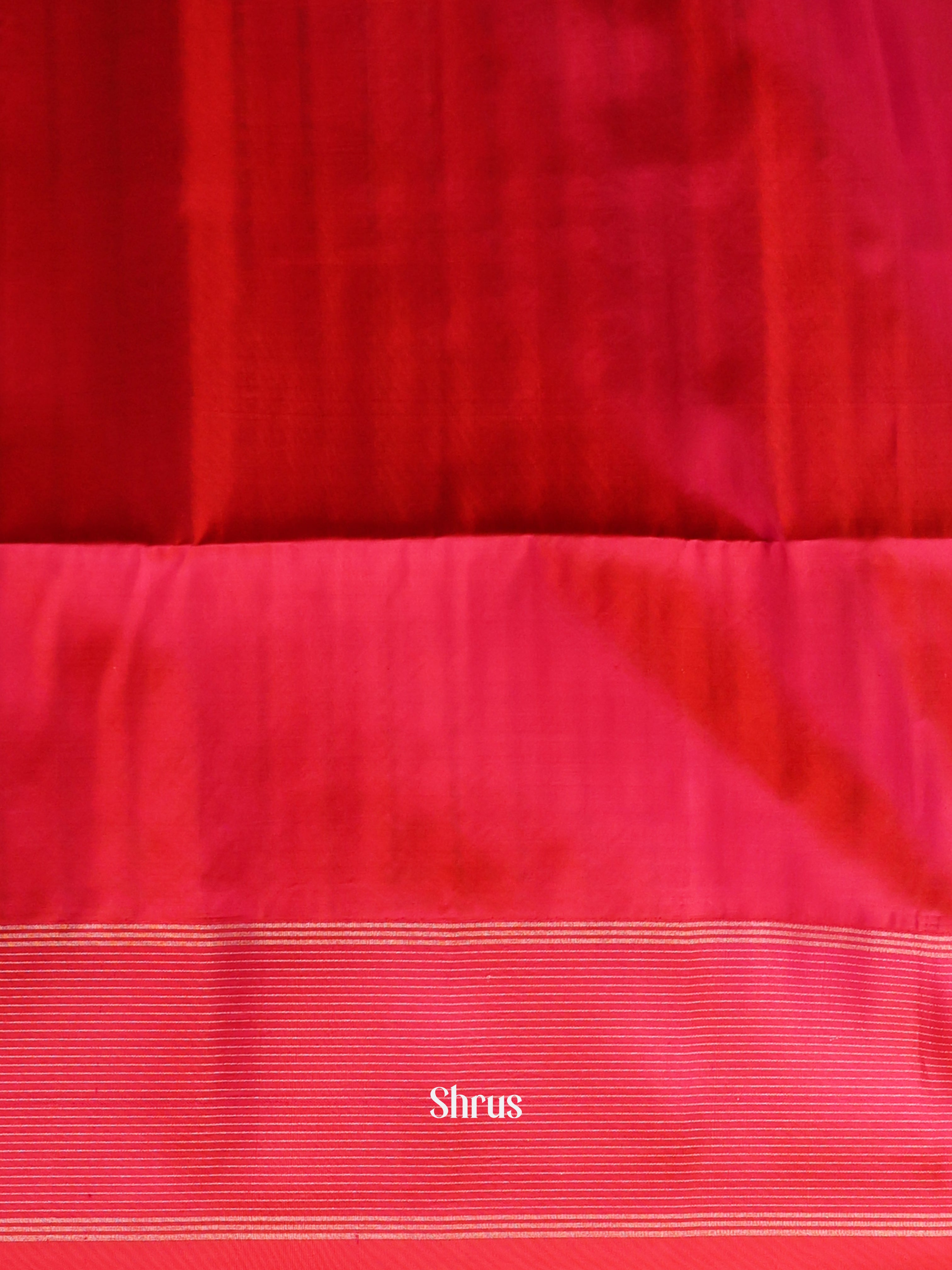 Grey & Red - Soft Silk Saree-2