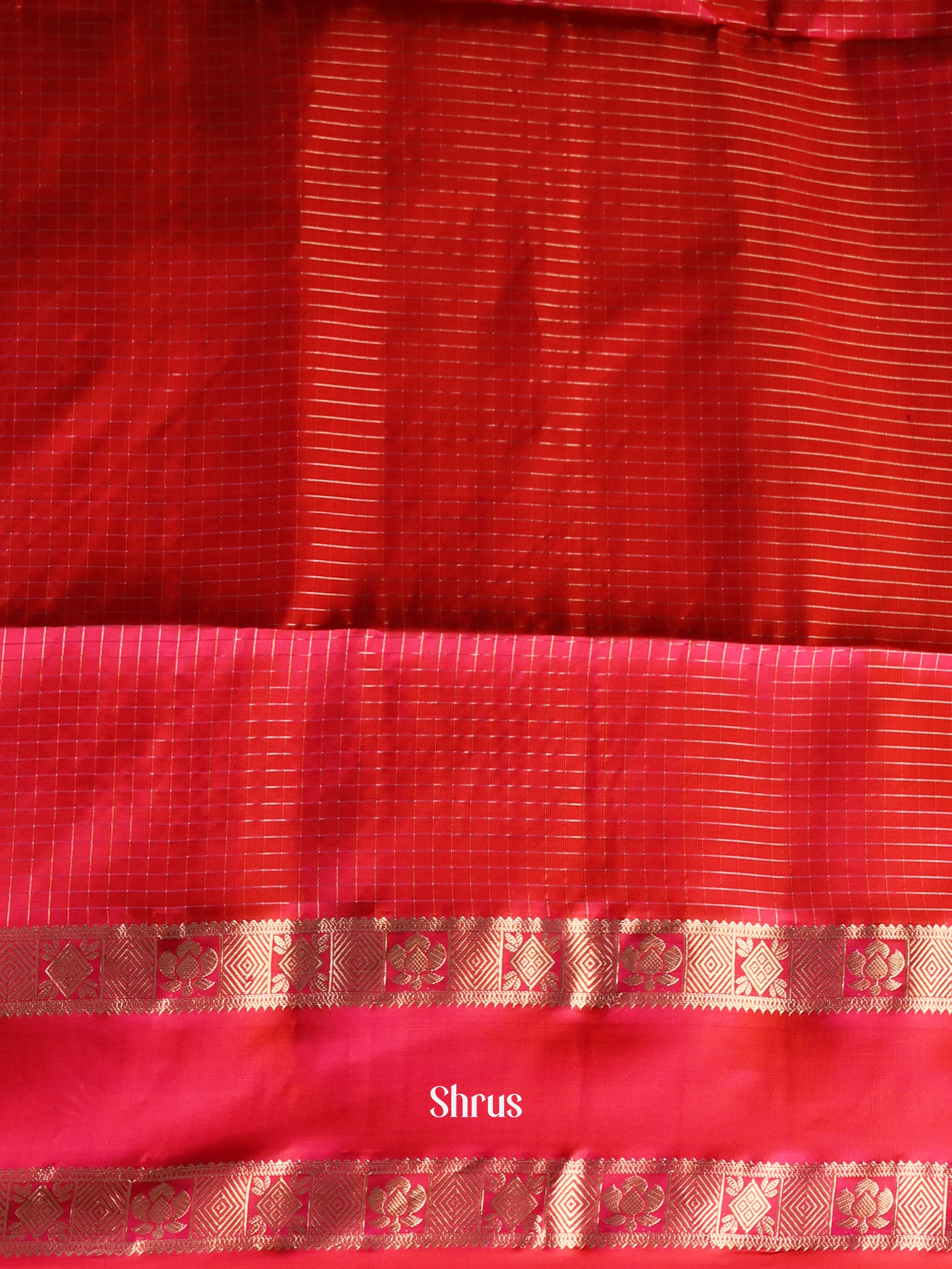 Mustard & Red - Soft Silk Saree - Shop on Shrus.com